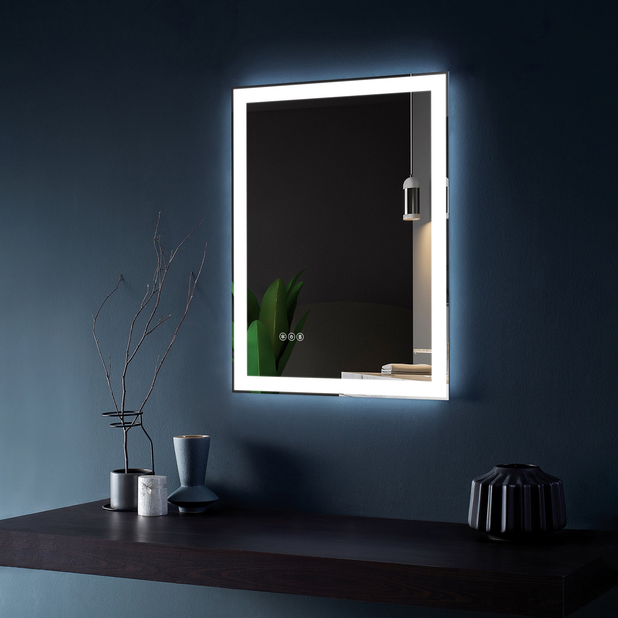 24" Rectangular Frameless Wall Mounted LED Bathroom Vanity Mirror