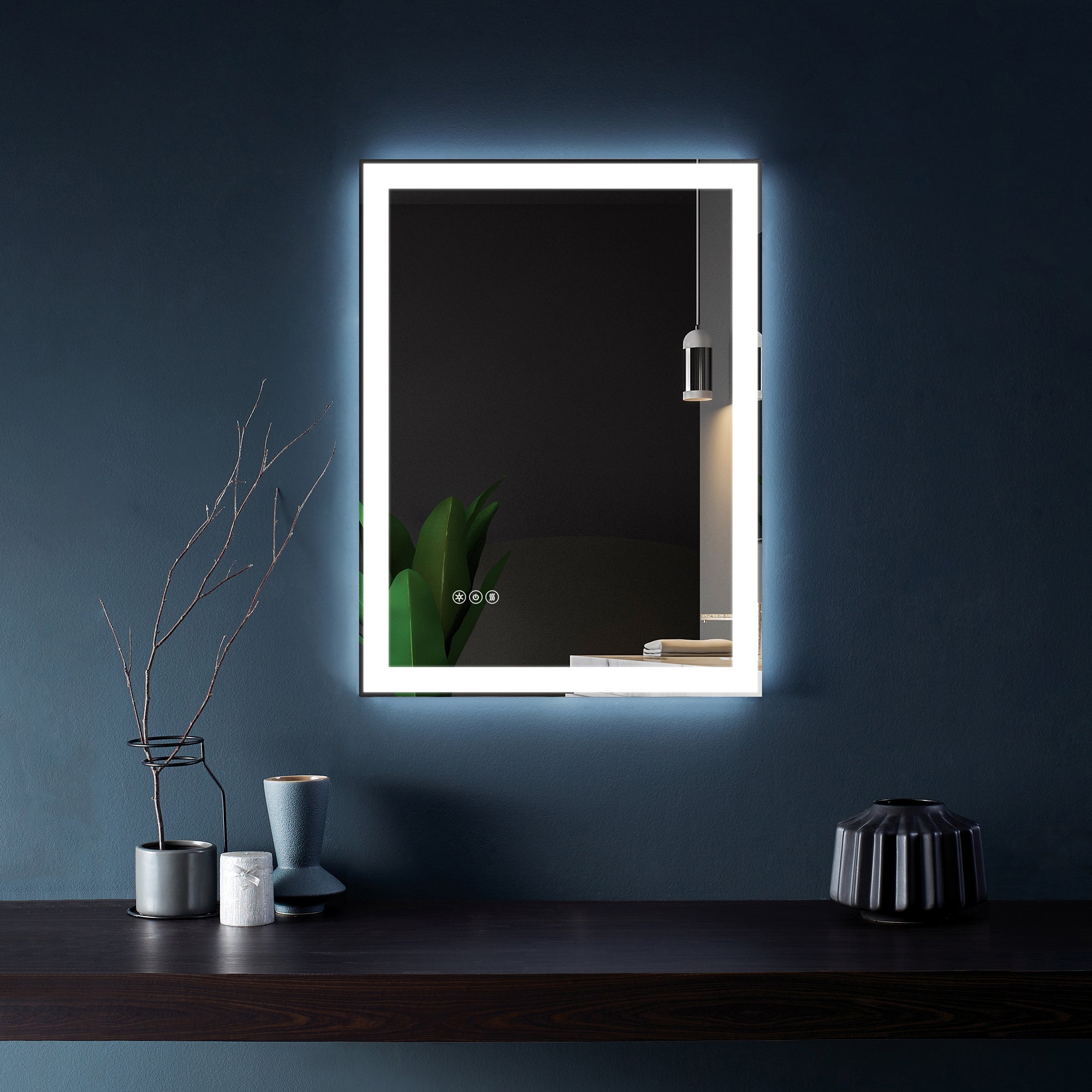 24" Rectangular Frameless Wall Mounted LED Bathroom Vanity Mirror
