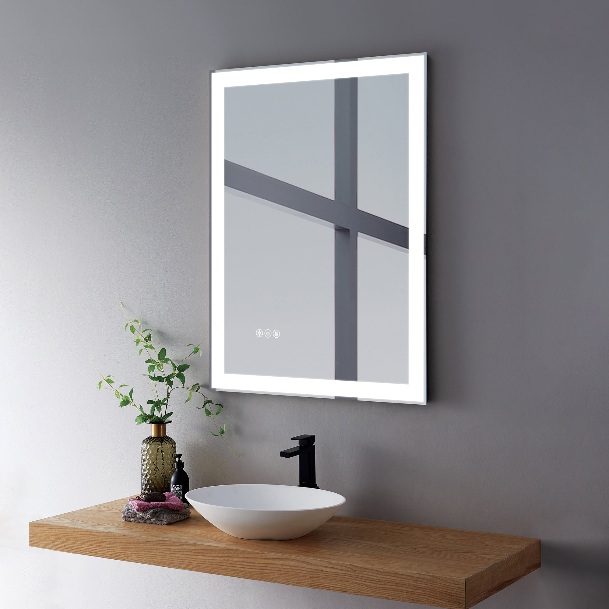 24" Rectangular Frameless Wall Mounted LED Bathroom Vanity Mirror