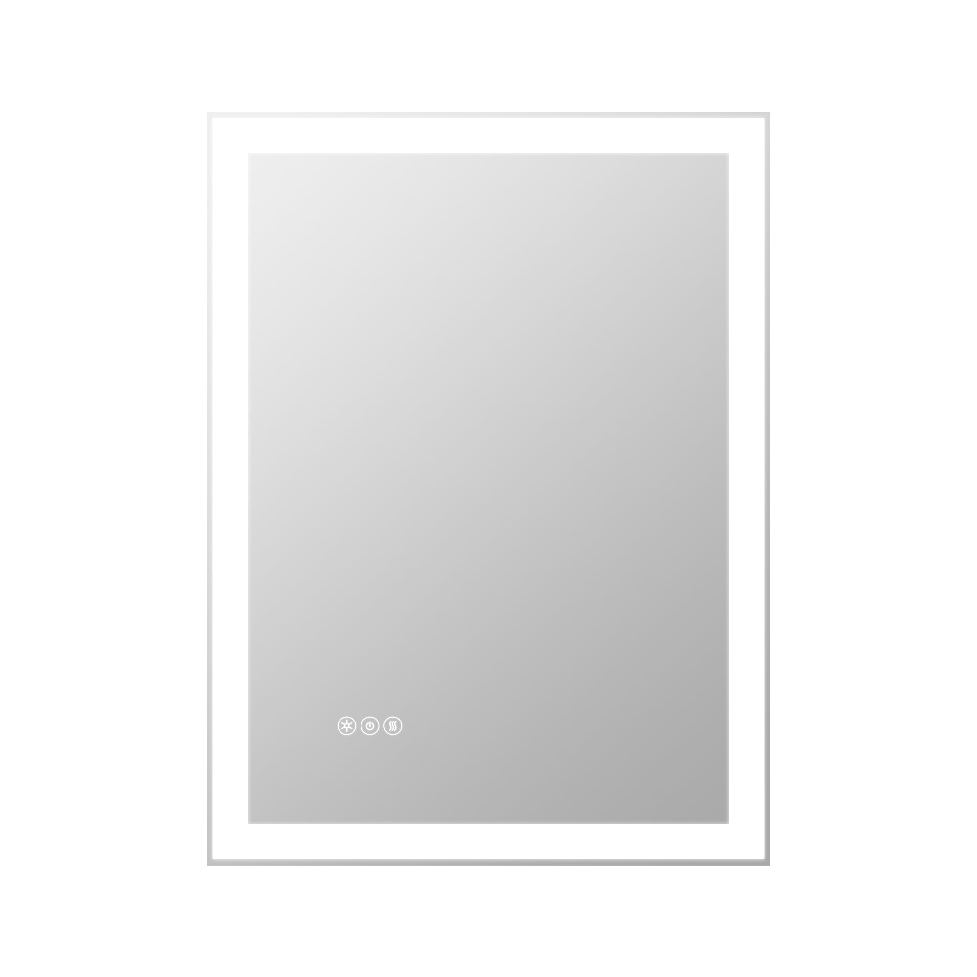 24" Rectangular Frameless Wall Mounted LED Bathroom Vanity Mirror