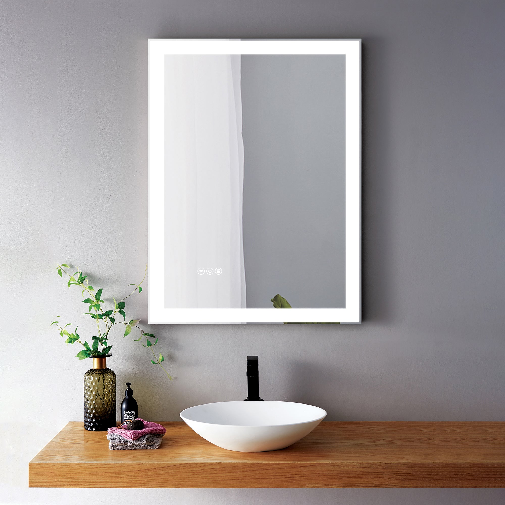 24" Rectangular Frameless Wall Mounted LED Bathroom Vanity Mirror