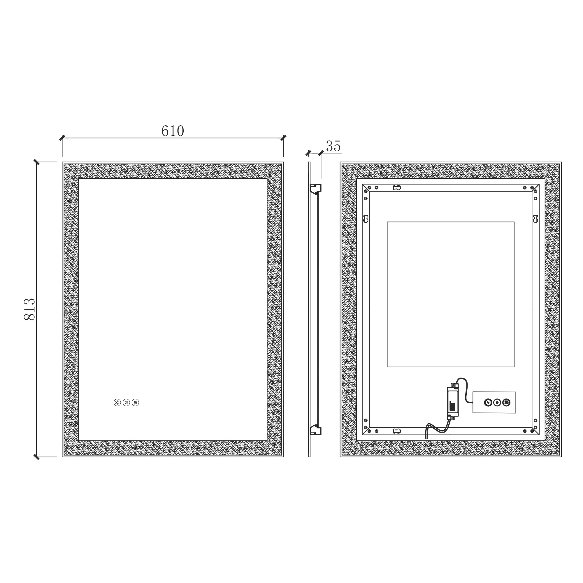 24" Rectangular Frameless Wall Mounted LED Bathroom Vanity Mirror