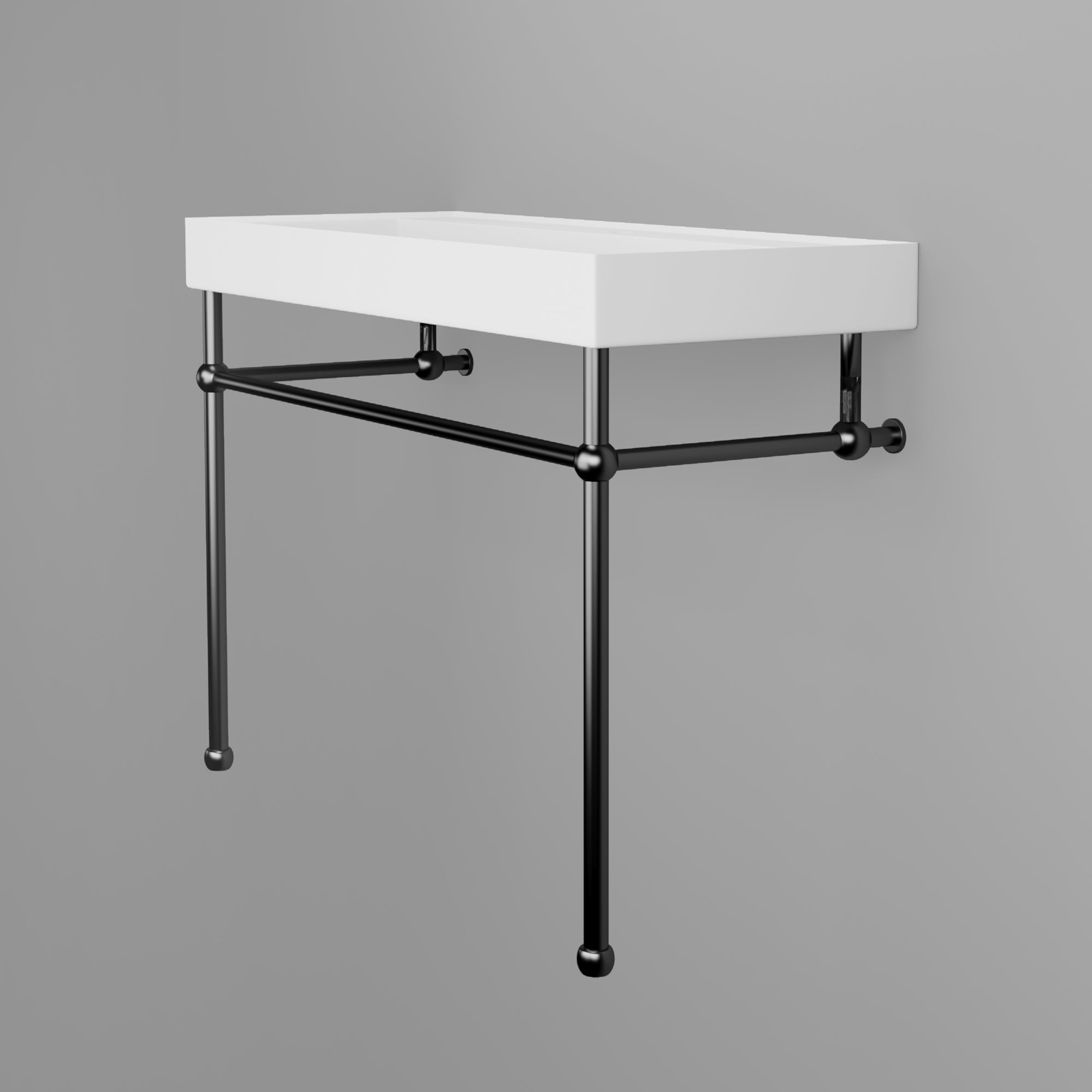 Rectangle Solid Surface Console Bathroom Sink with Drain Hole