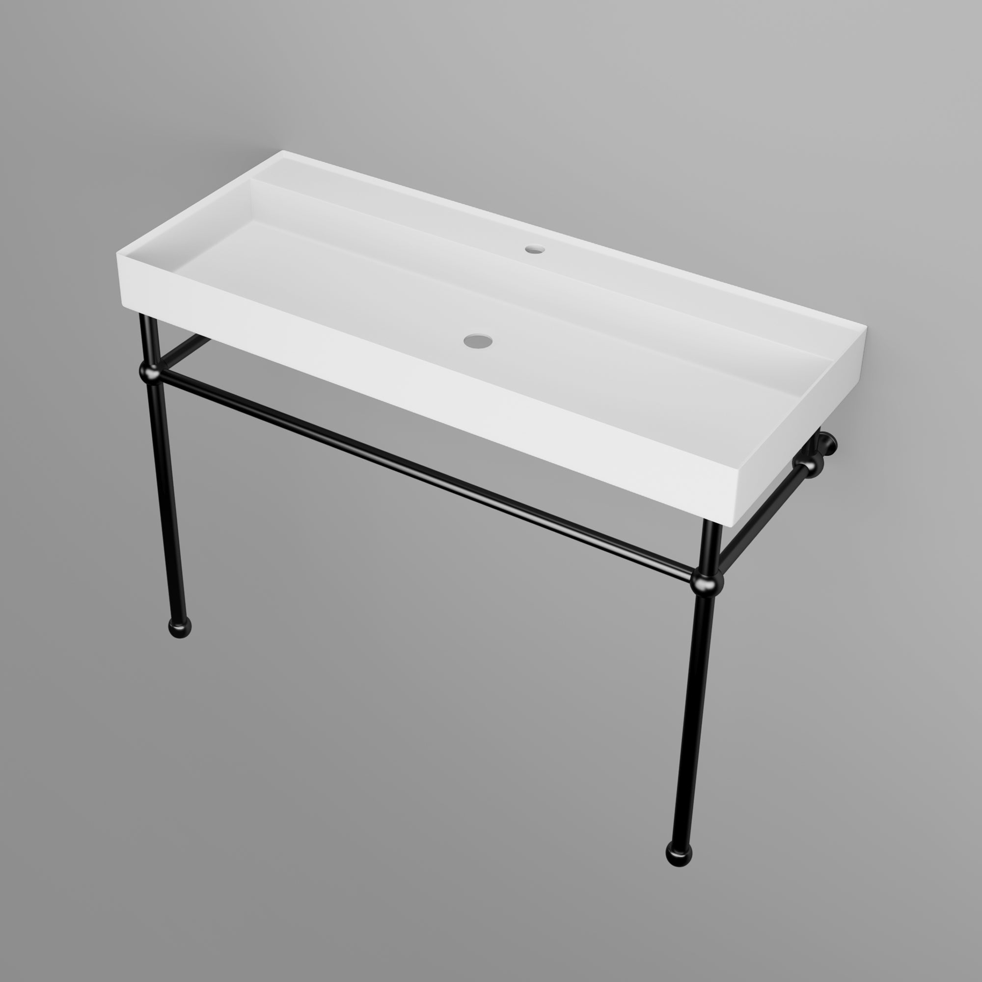 Rectangle Solid Surface Console Bathroom Sink with Drain Hole