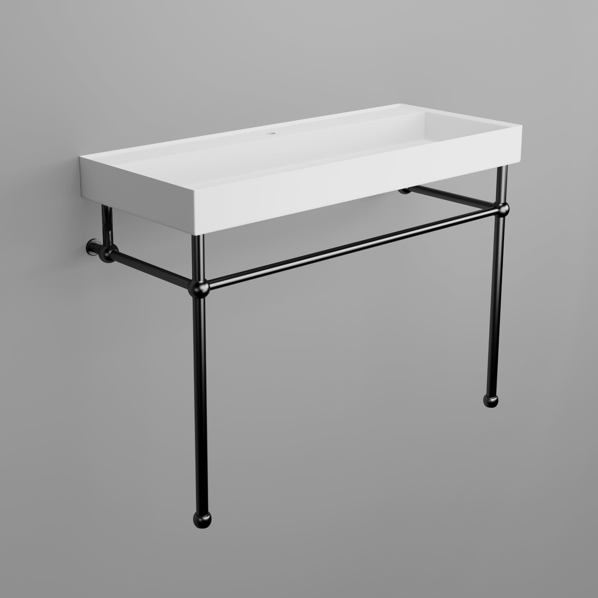 Rectangle Solid Surface Console Bathroom Sink with Drain Hole