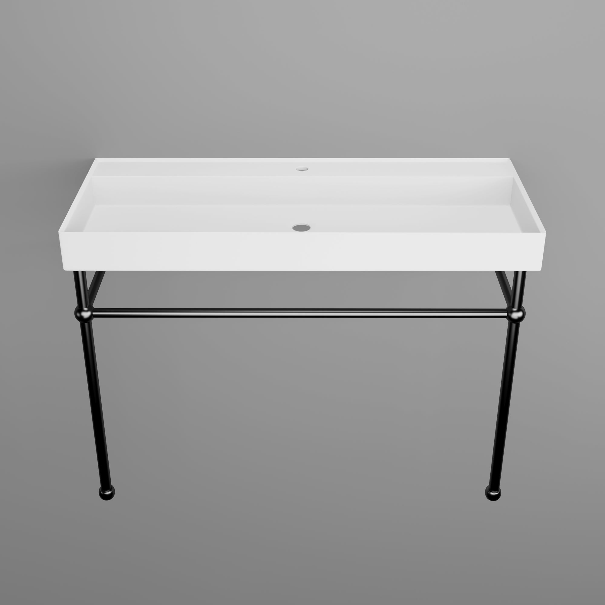 Rectangle Solid Surface Console Bathroom Sink with Drain Hole