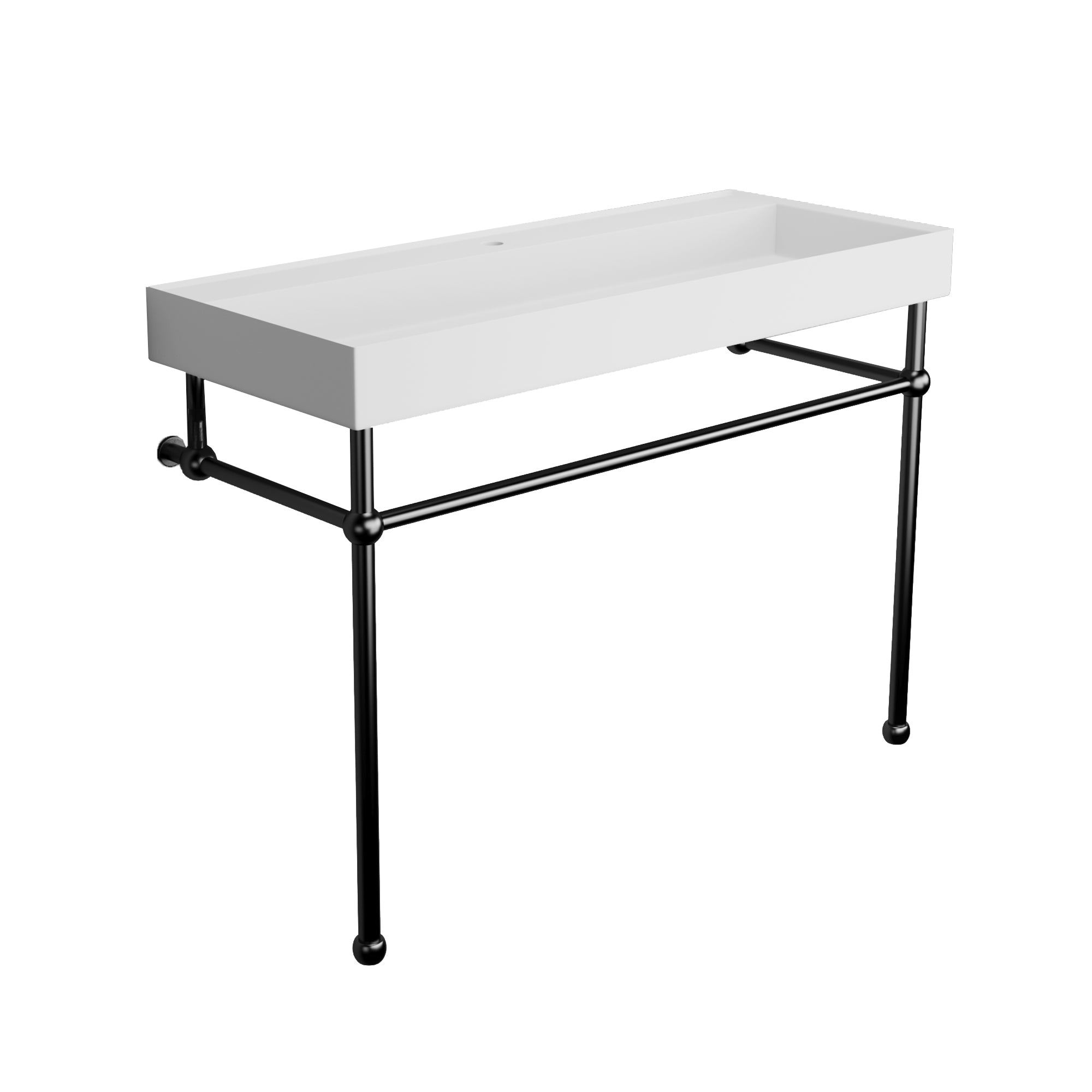 Rectangle Solid Surface Console Bathroom Sink with Drain Hole