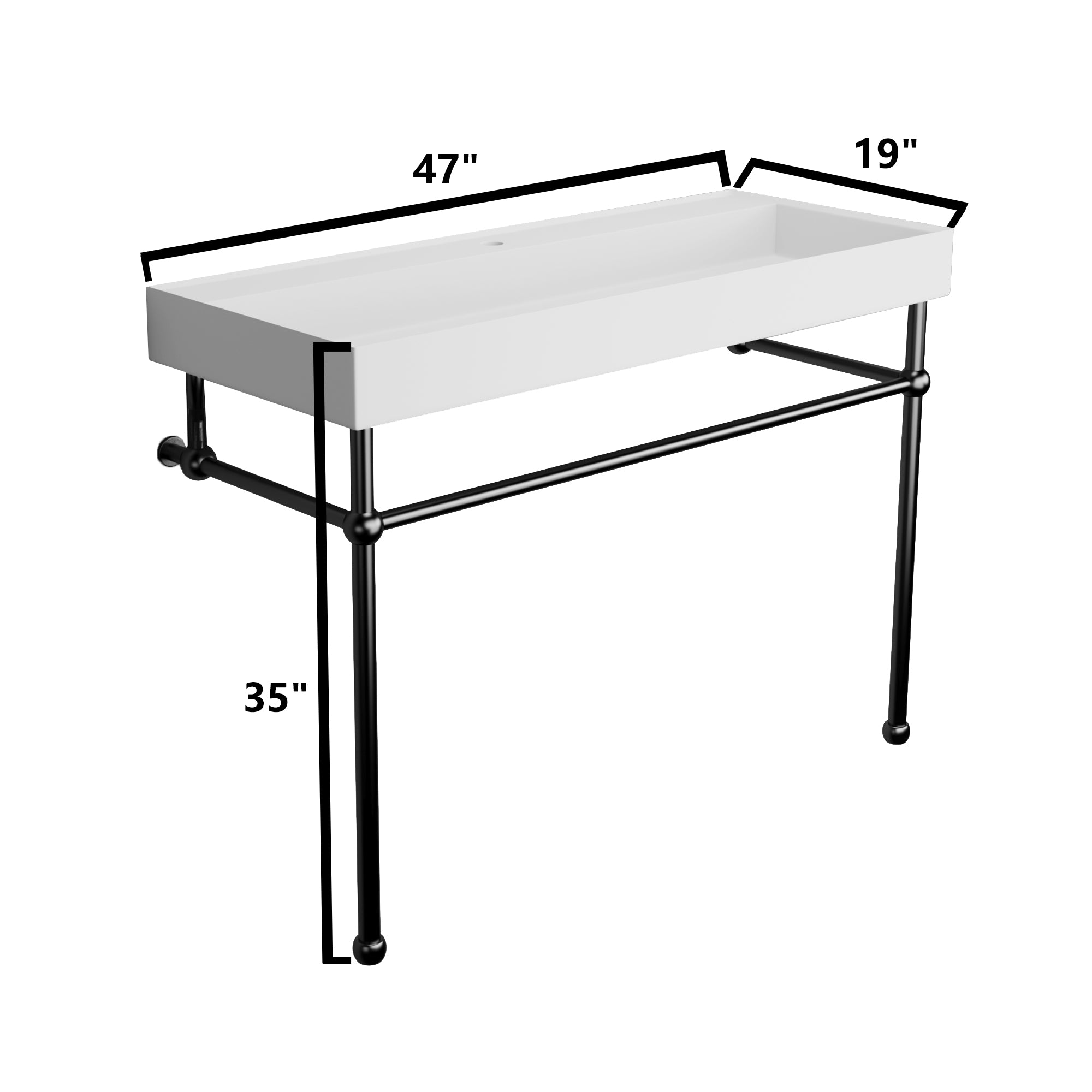 Rectangle Solid Surface Console Bathroom Sink with Drain Hole