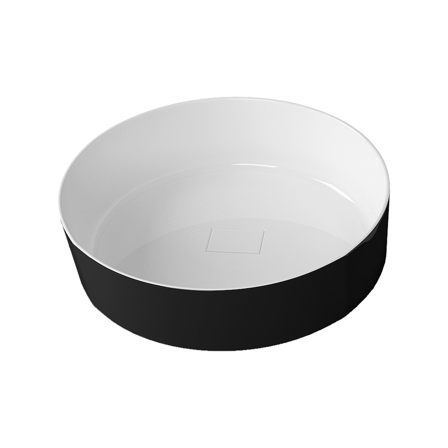 16" x 16" Solid Surface Bathroom Vessel Sink in Black and White