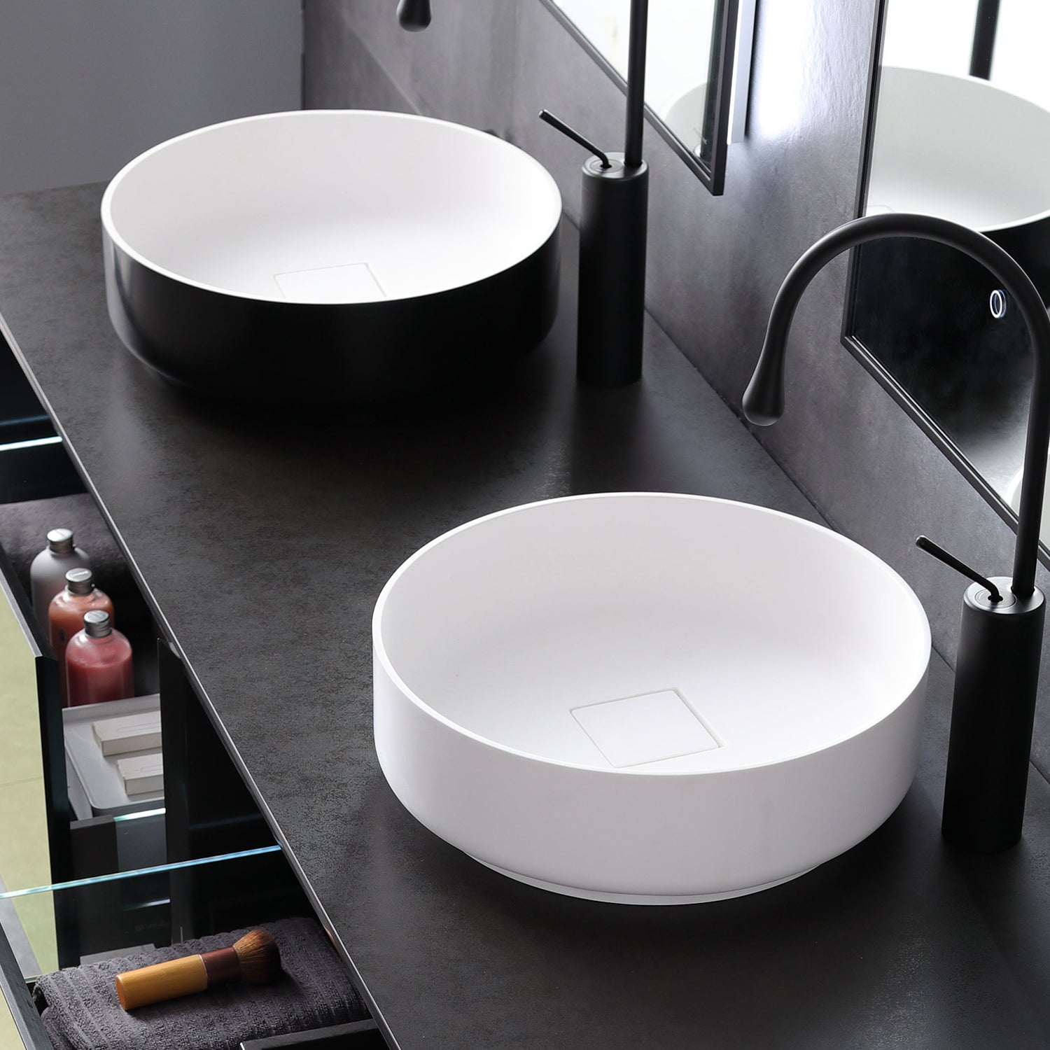 16" x 16" Solid Surface Bathroom Vessel Sink in White