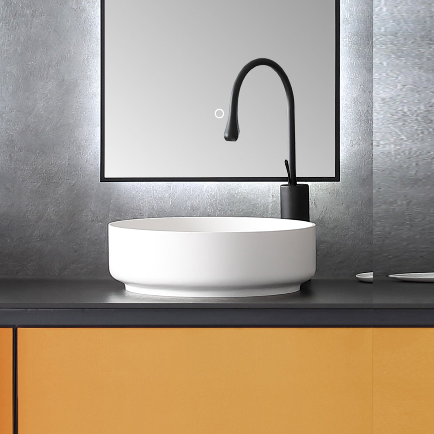 16" x 16" Solid Surface Bathroom Vessel Sink in White