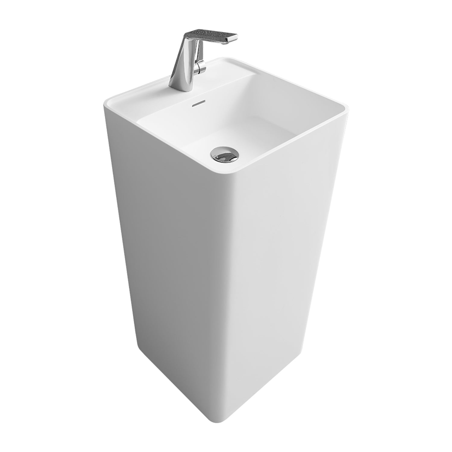 34" Tall Solid Surface Pedestal Freestanding Bathroom Sink