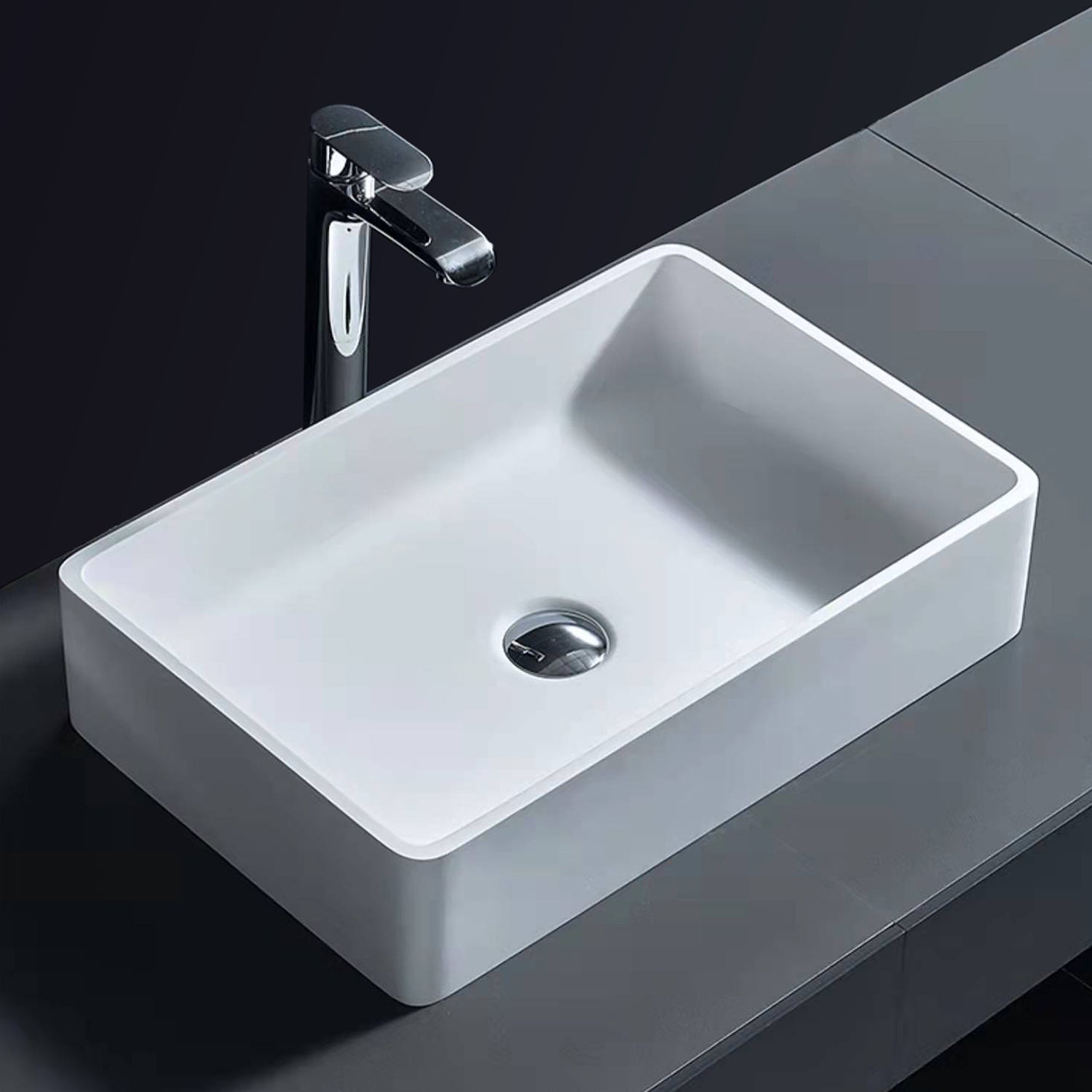 21 in. Solid Surface Wash Basin Bathroom Sink