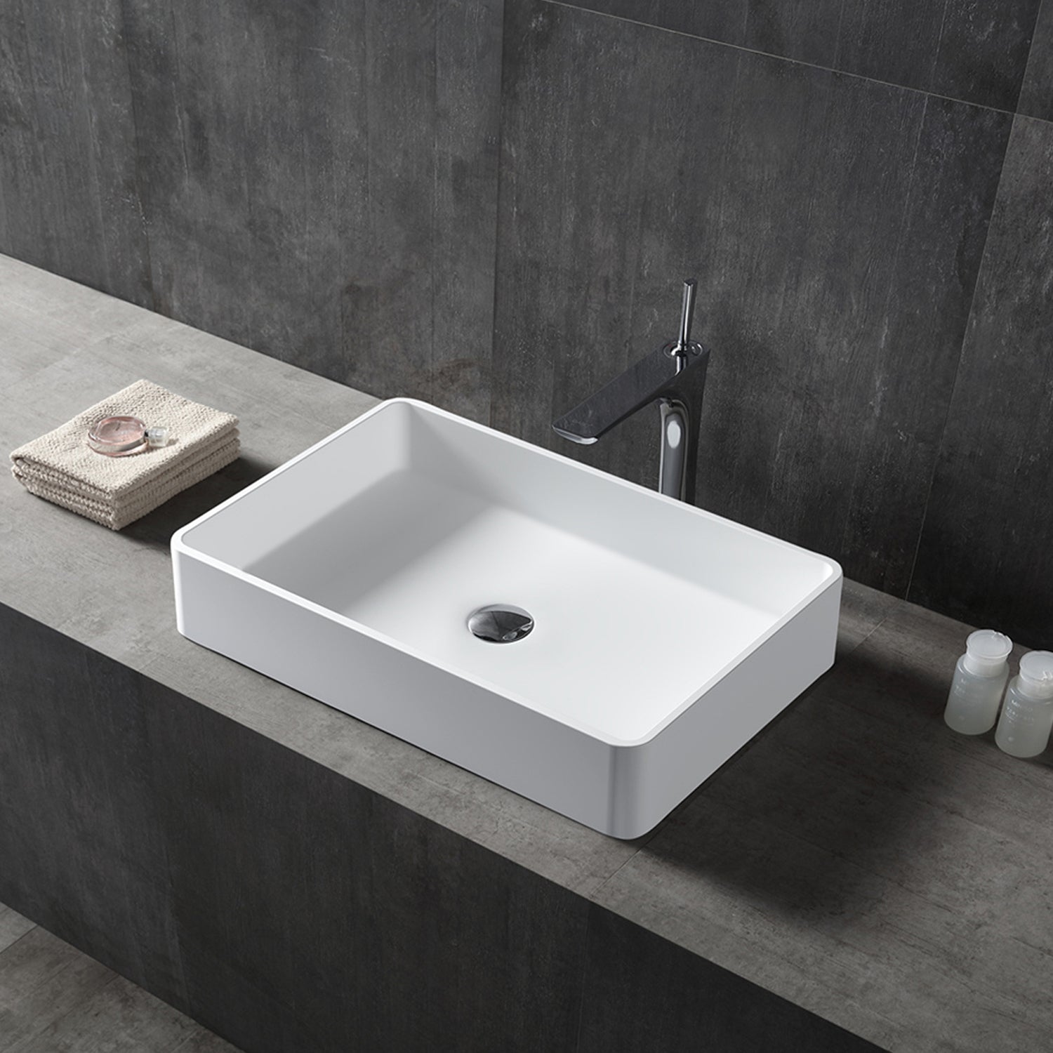 21 in. Solid Surface Wash Basin Bathroom Sink