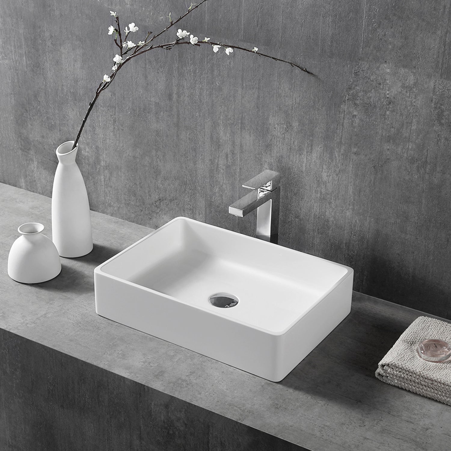 21 in. Solid Surface Wash Basin Bathroom Sink