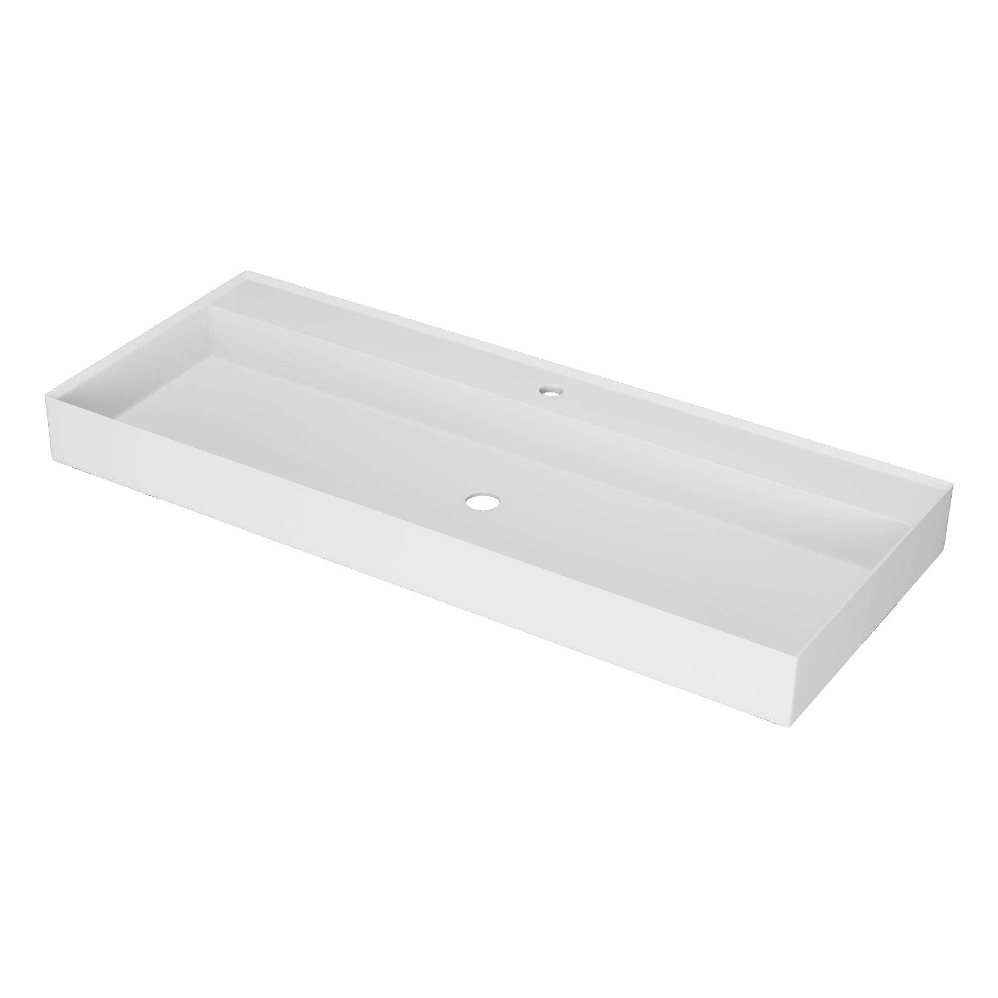 White Solid Surface Rectangular Vessel Bathroom Sink