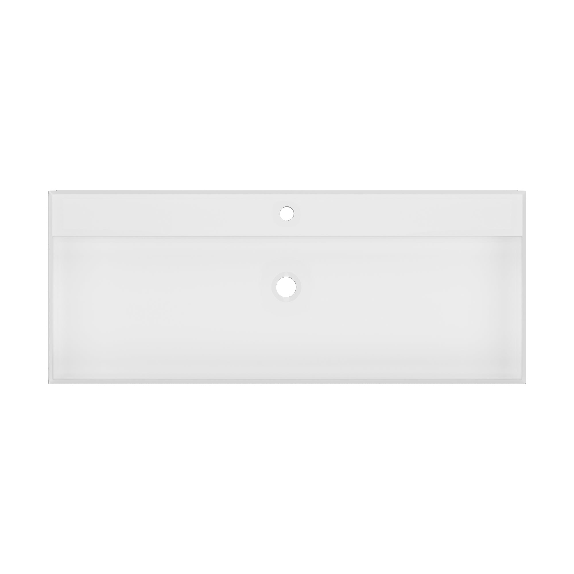 White Solid Surface Rectangular Vessel Bathroom Sink