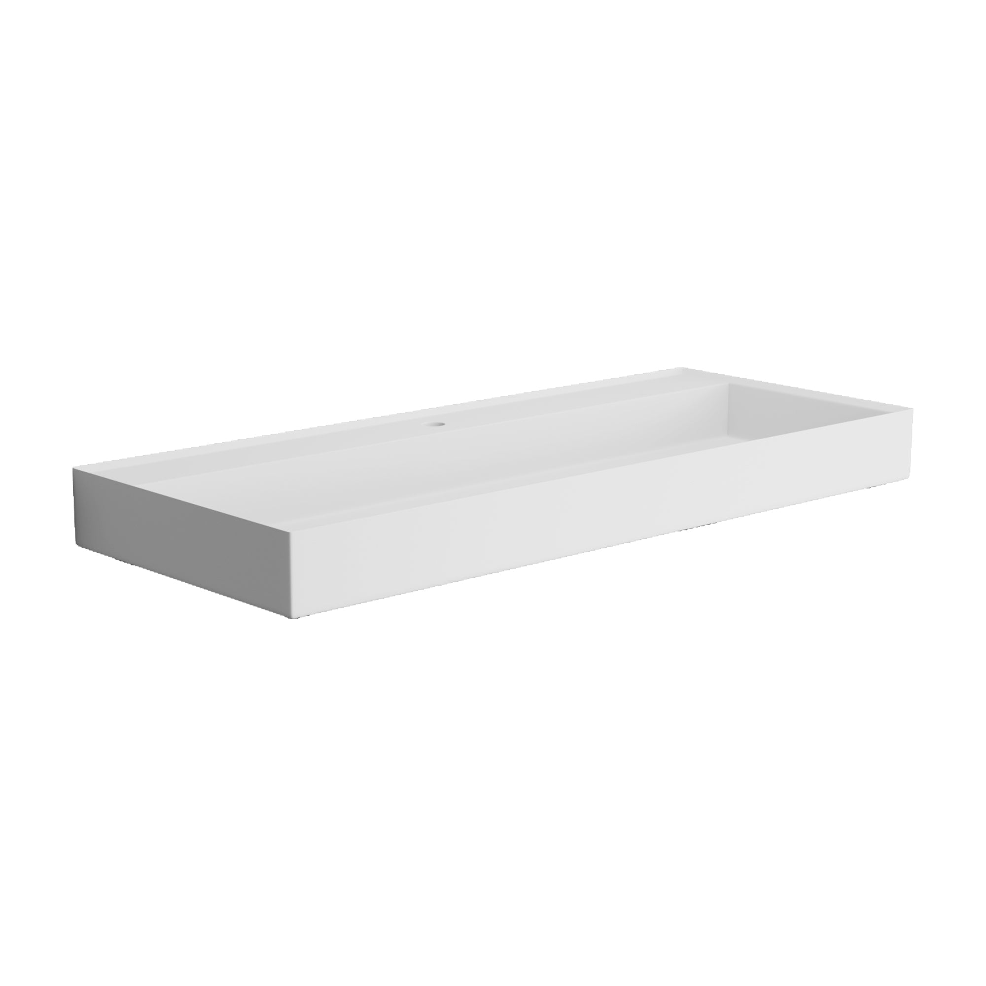 White Solid Surface Rectangular Vessel Bathroom Sink