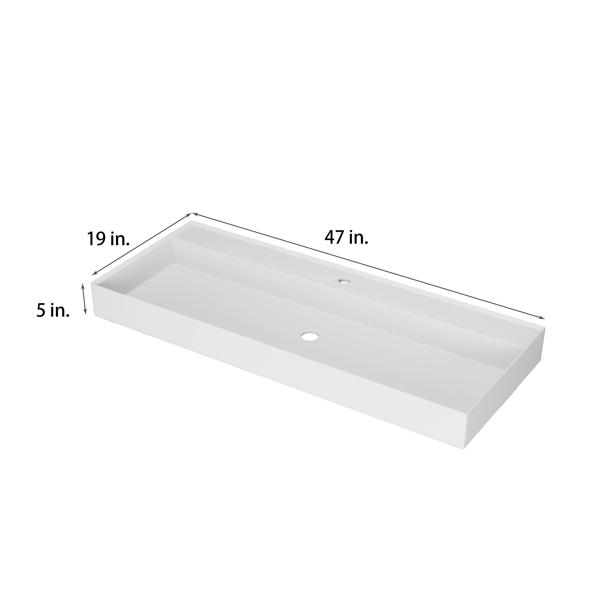 White Solid Surface Rectangular Vessel Bathroom Sink