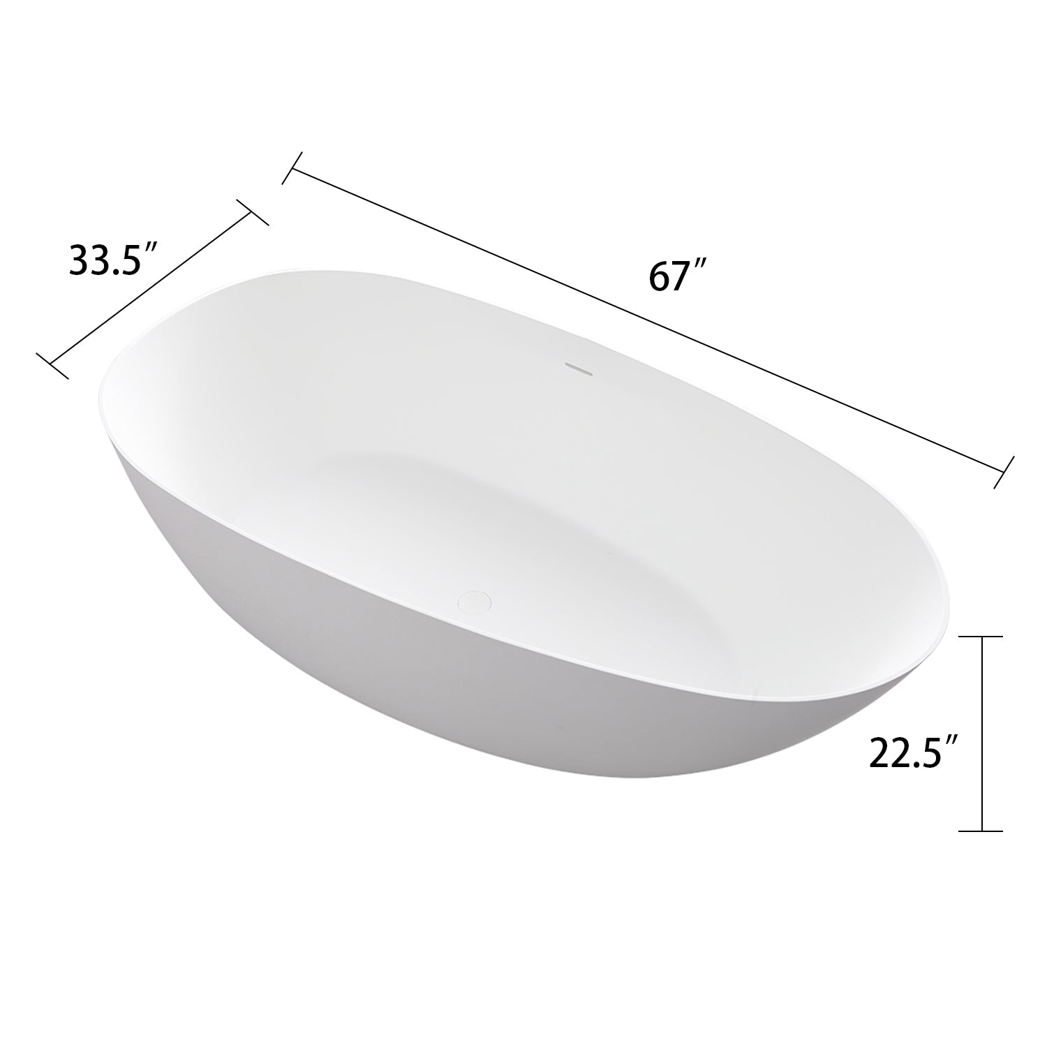 Solid Surface Freestanding Soaking Bathtub in White