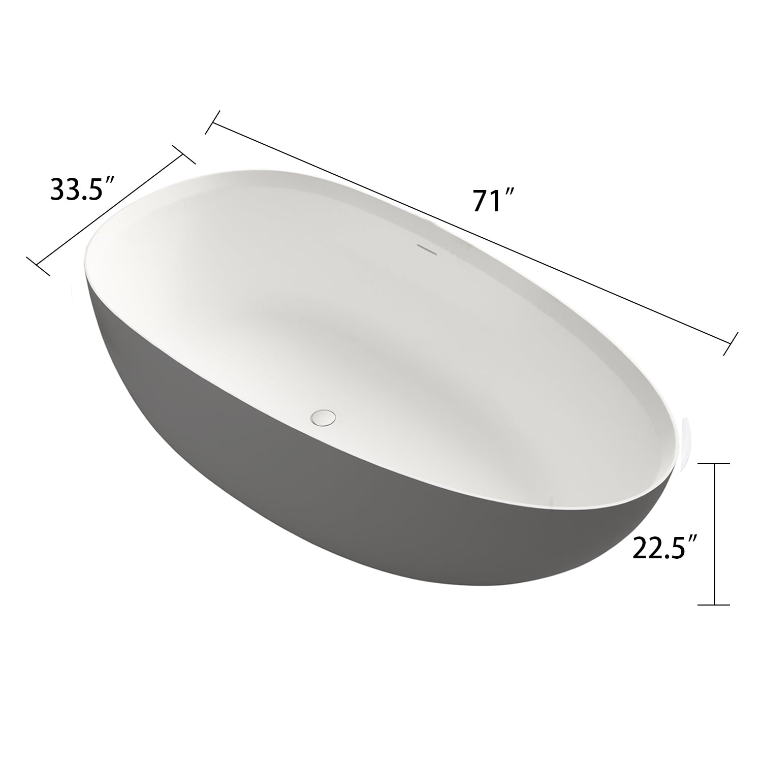 Solid Surface Freestanding Soaking Bathtub