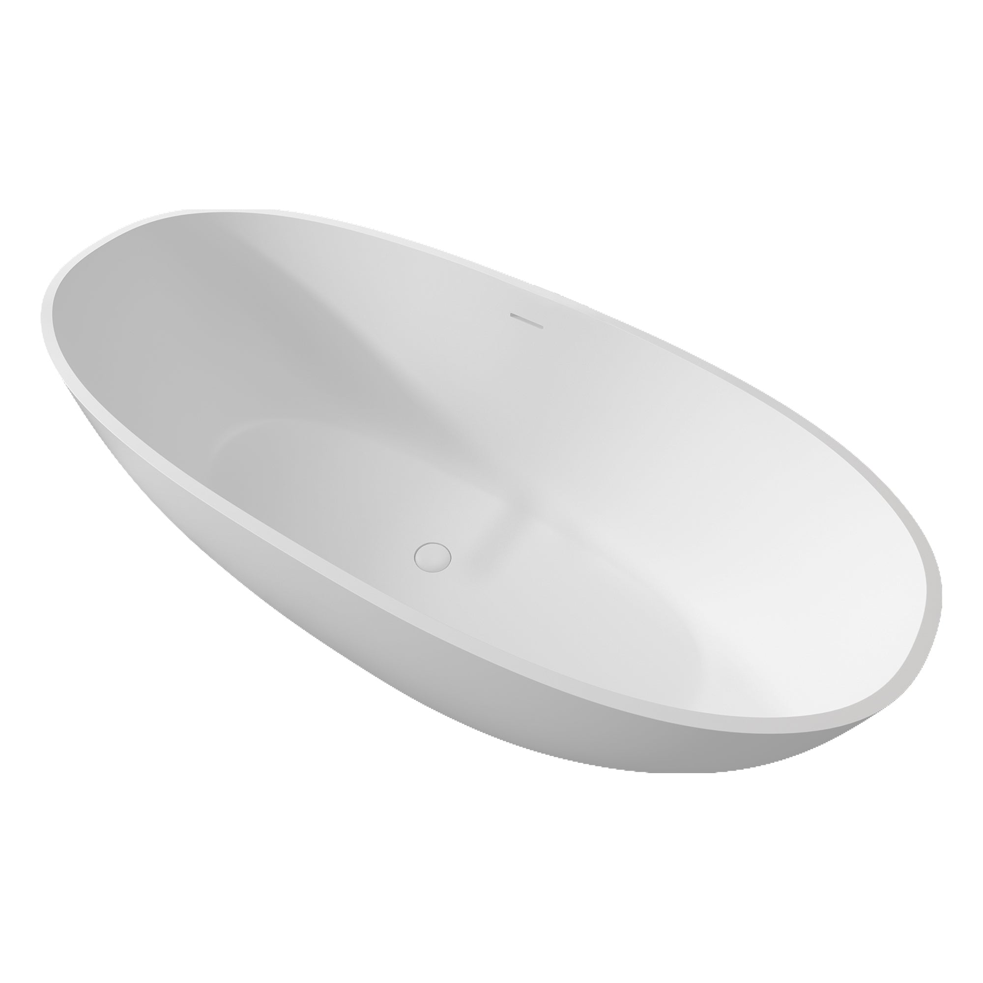 Solid Surface Freestanding Flatbottom Non-Whirlpool Bathtub in Matte White