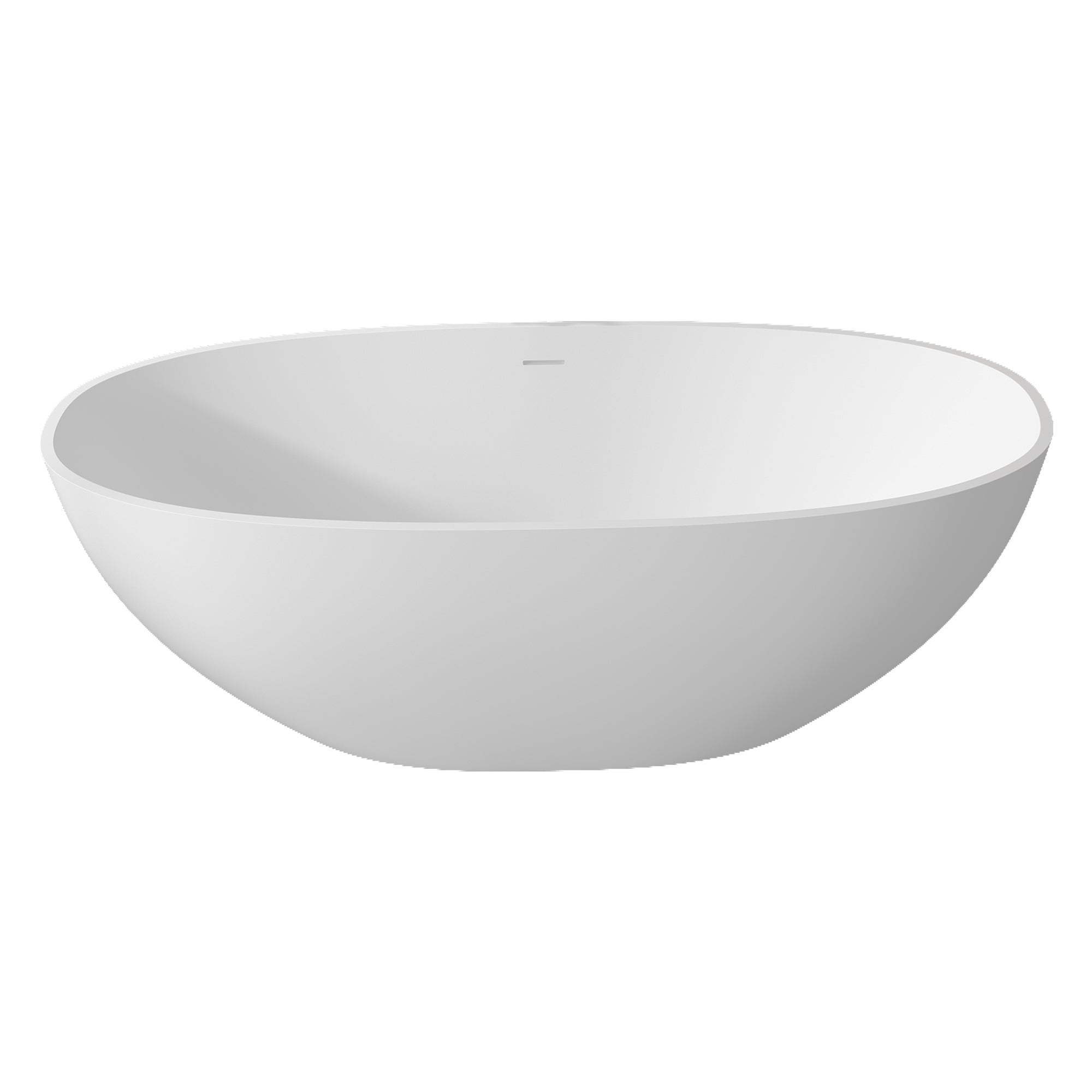 Solid Surface Freestanding Flatbottom Non-Whirlpool Bathtub in Matte White