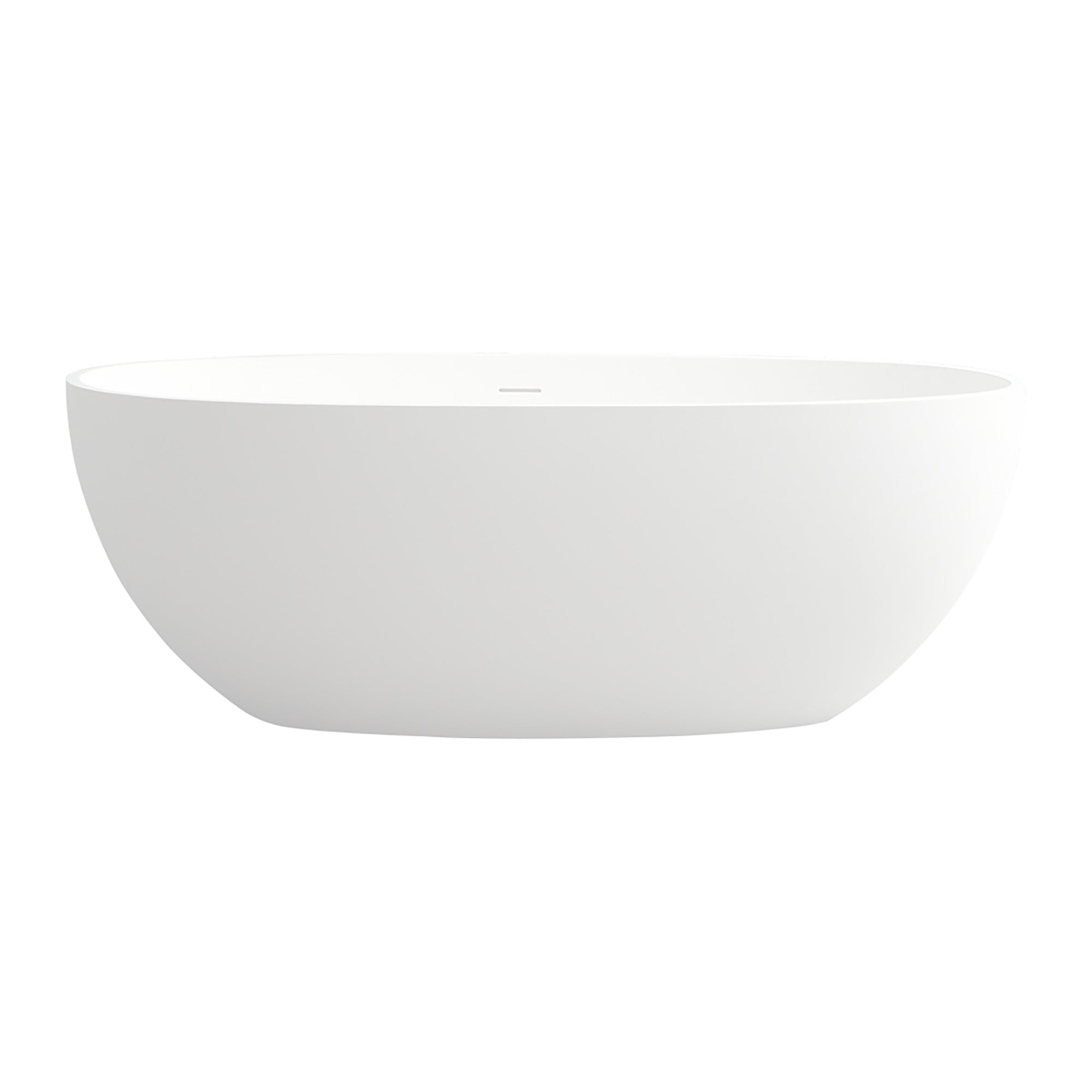 Solid Surface Freestanding Flatbottom Non-Whirlpool Bathtub in Matte White