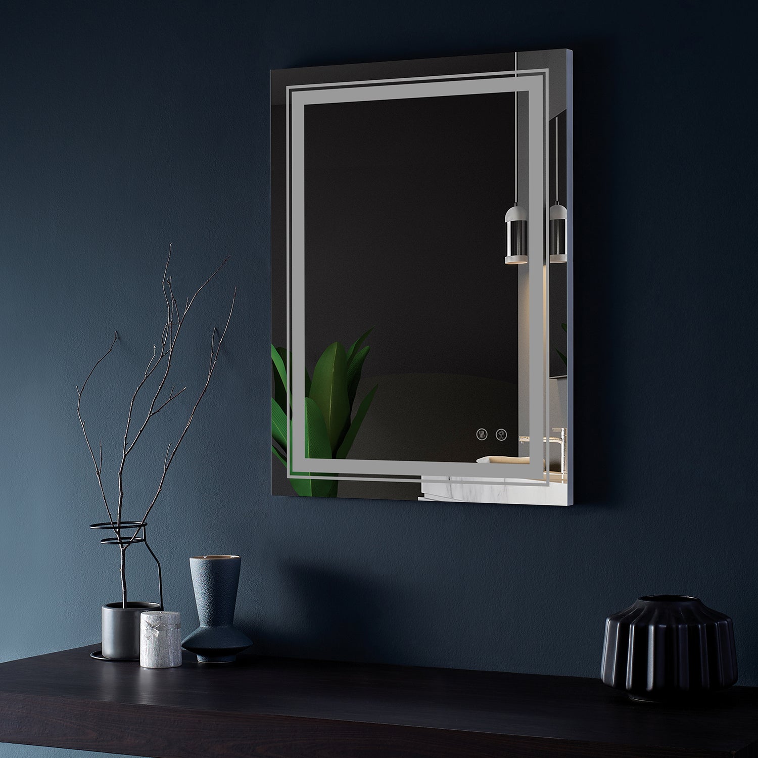 Rectangular Frameless LED Anti-Fog Wall-Mounted Bathroom Vanity Mirror