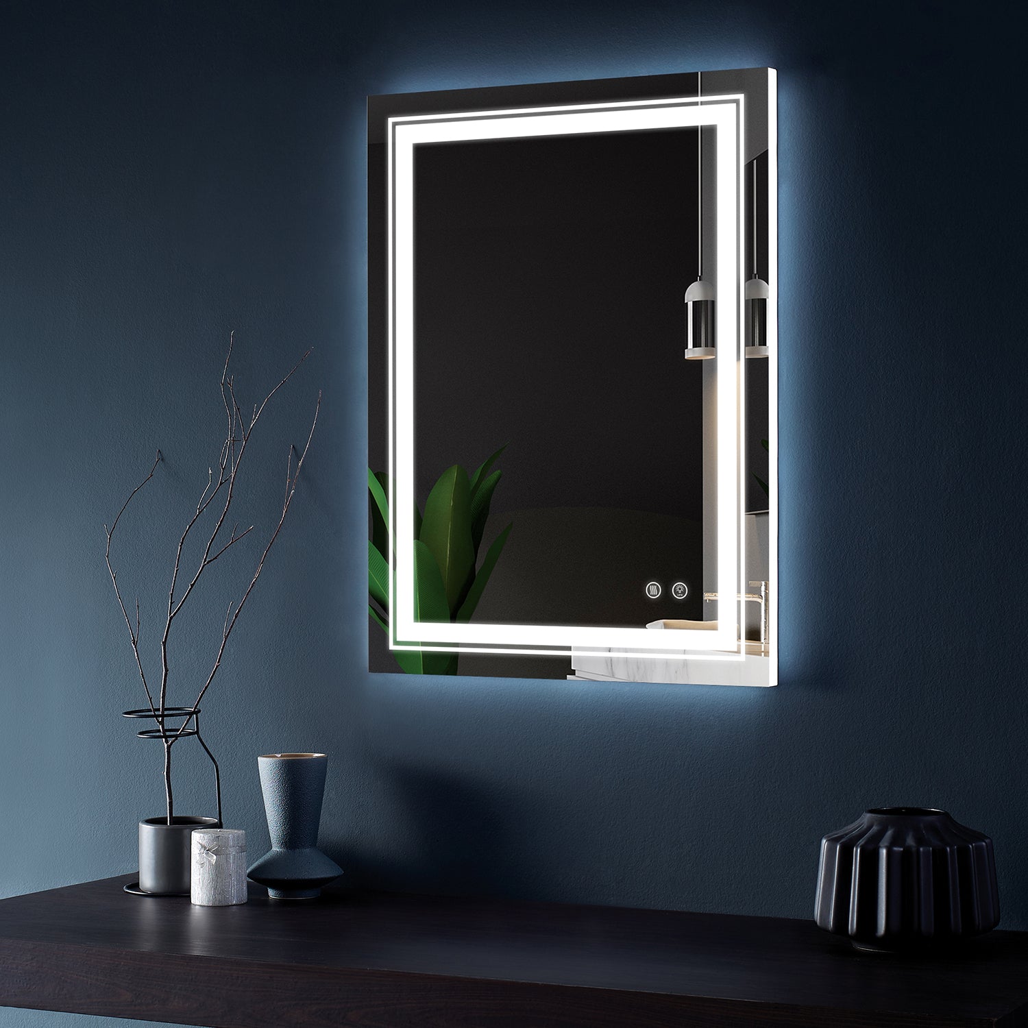 Rectangular Frameless LED Anti-Fog Wall-Mounted Bathroom Vanity Mirror