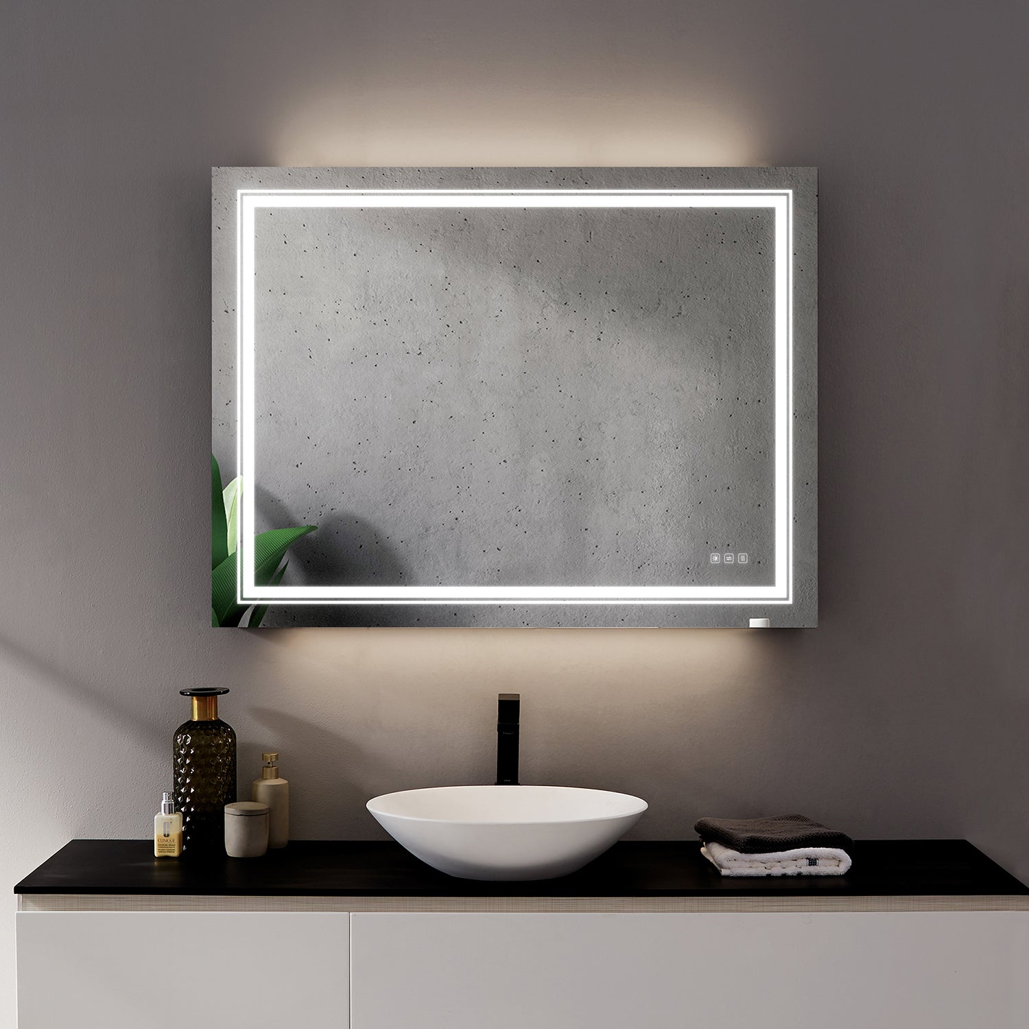 Rectangular Frameless LED Anti-Fog Wall-Mounted Bathroom Vanity Mirror