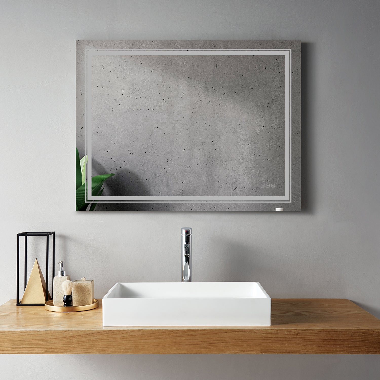 Rectangular Frameless LED Anti-Fog Wall-Mounted Bathroom Vanity Mirror