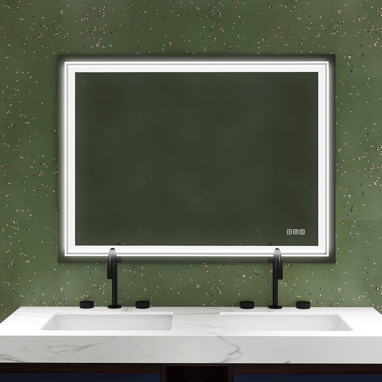 Rectangular Frameless LED Anti-Fog Wall-Mounted Bathroom Vanity Mirror