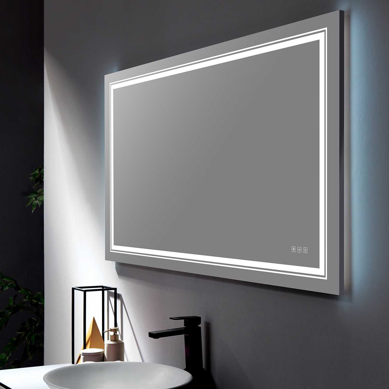 Rectangular Frameless LED Anti-Fog Wall-Mounted Bathroom Vanity Mirror