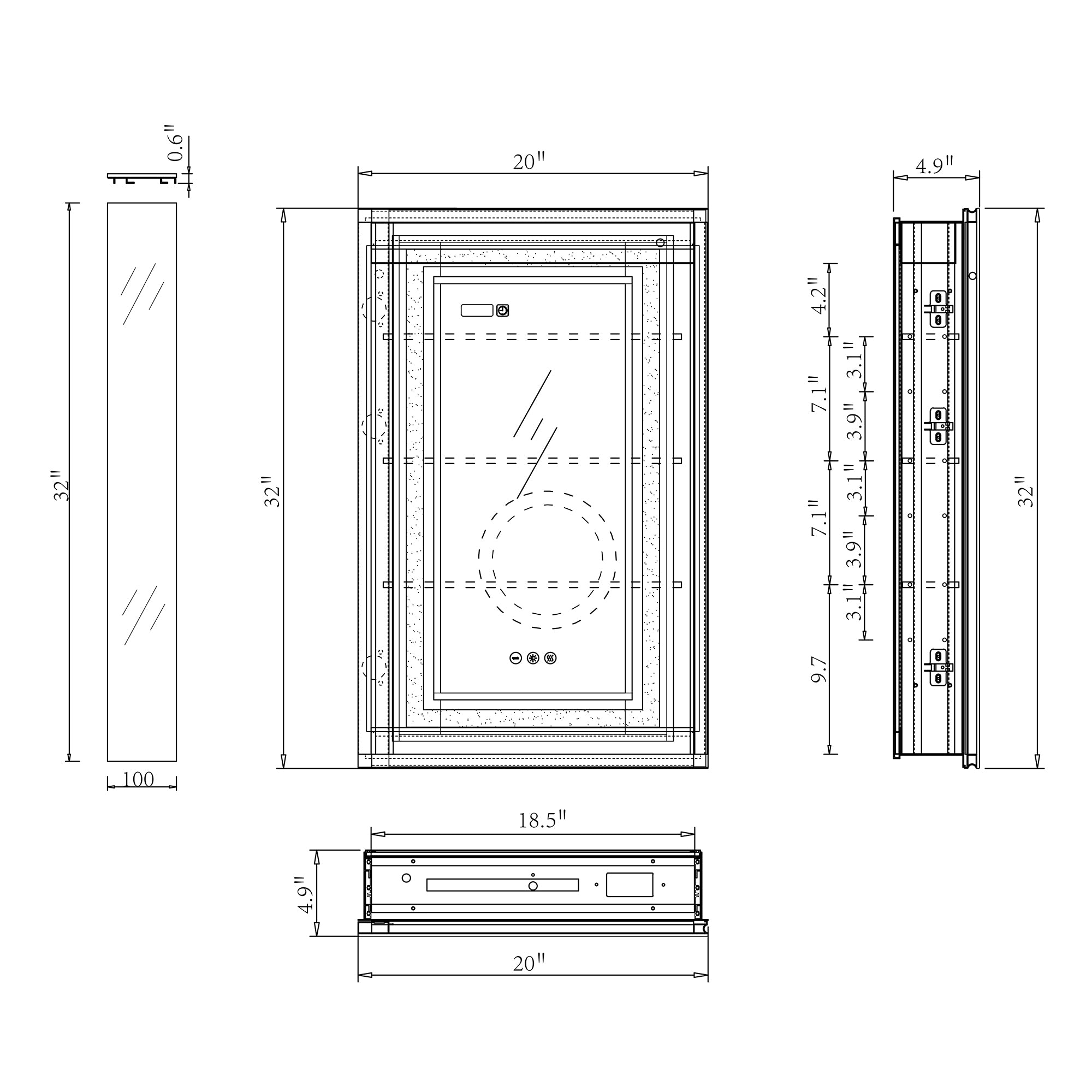 Rectangular Silver Aluminum Surface Mount Medicine Cabinet with Mirror