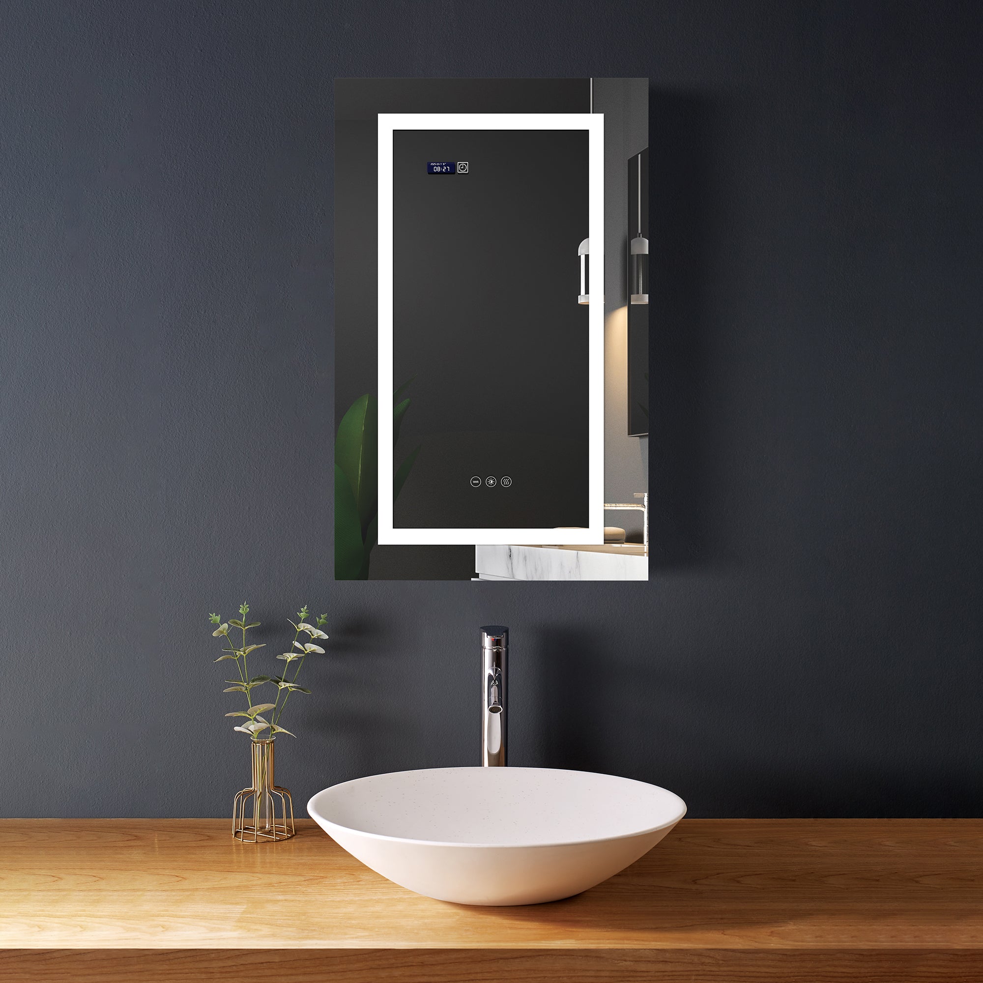 Rectangular Silver Aluminum Surface Mount Medicine Cabinet with Mirror