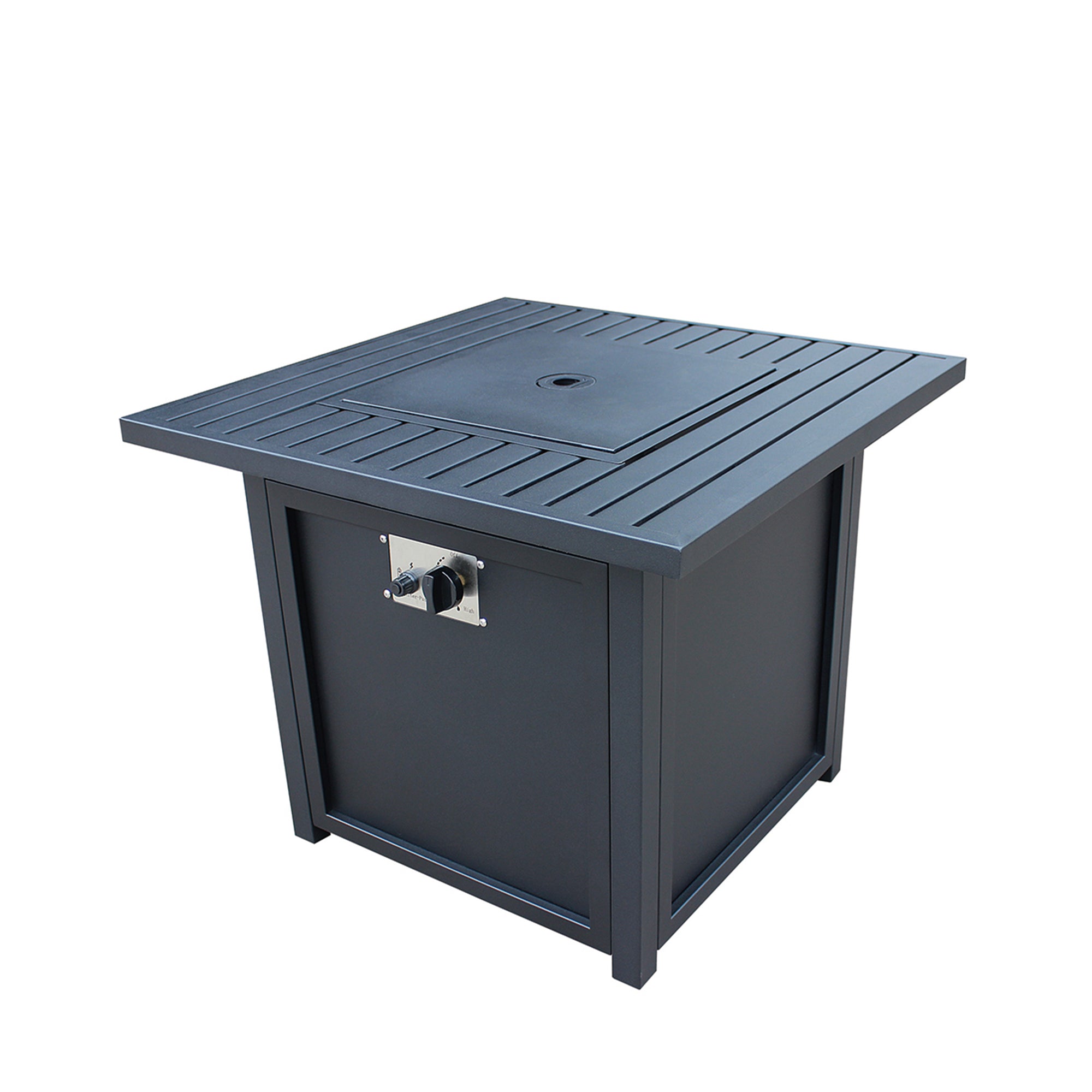 Square Steel Outdoor Fire Pit Table with Lid