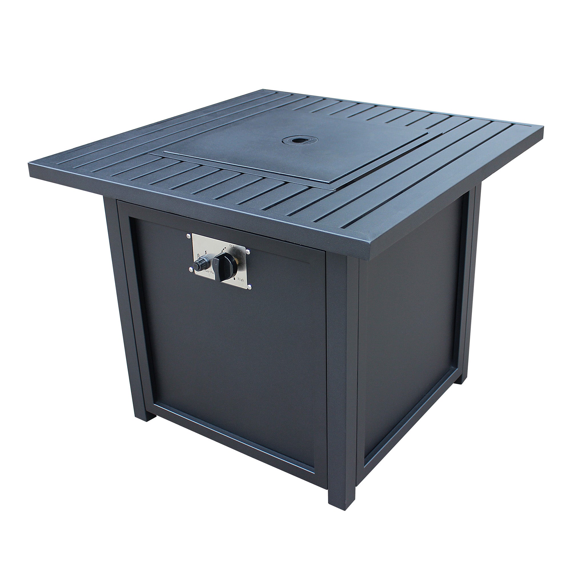 Square Steel Outdoor Fire Pit Table with Lid