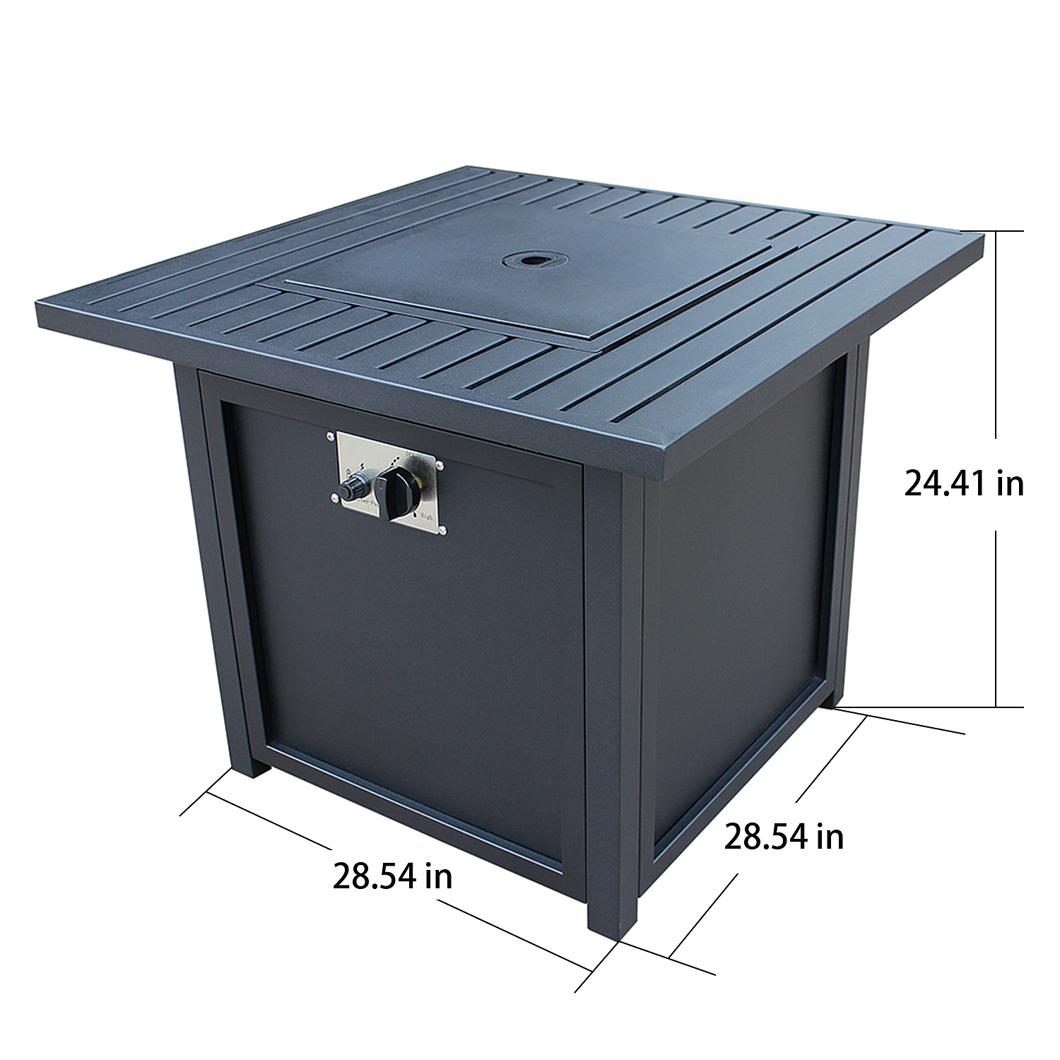 Square Steel Outdoor Fire Pit Table with Lid