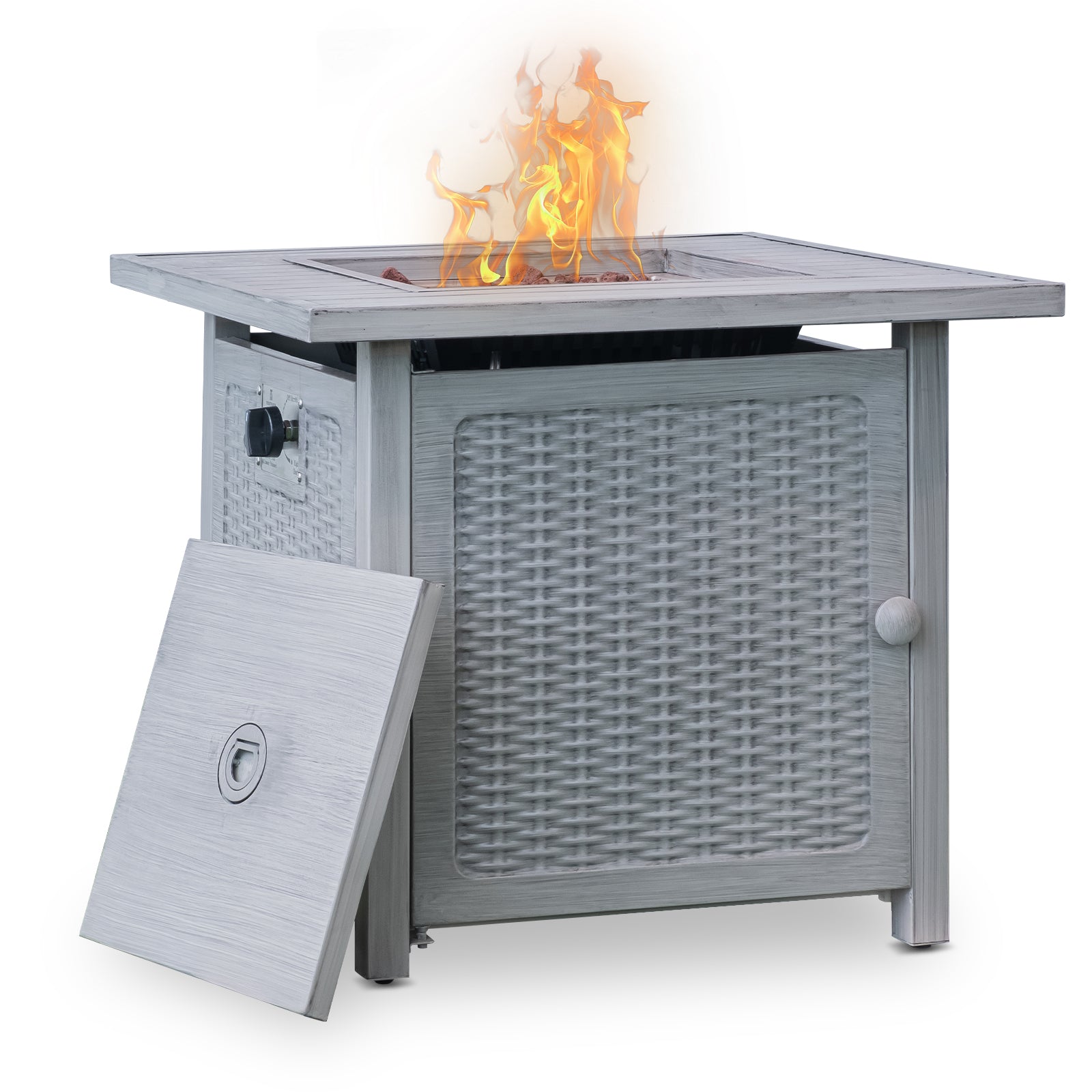 Square Steel Outdoor Fire Pit Table with Lid