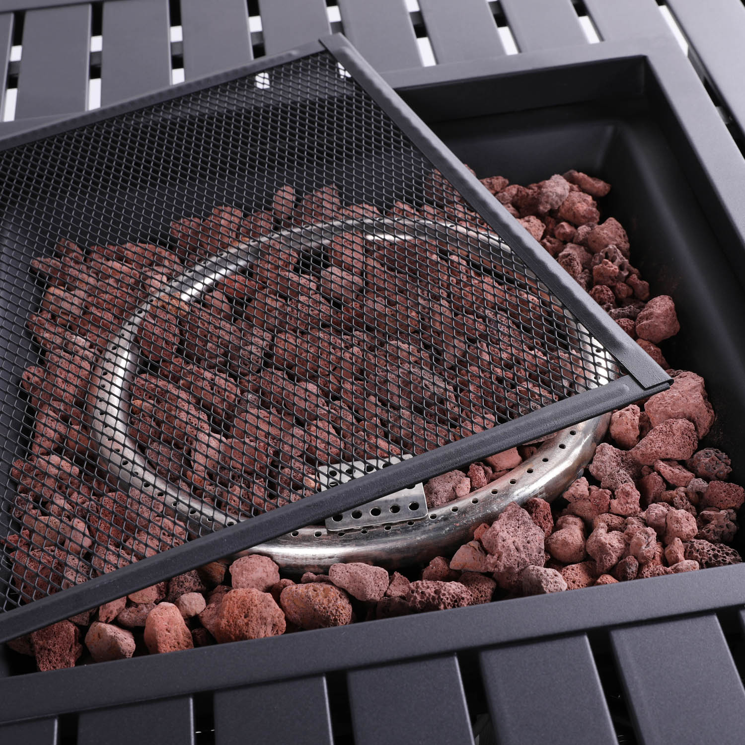 Square Steel Outdoor Fire Pit Table with Lid