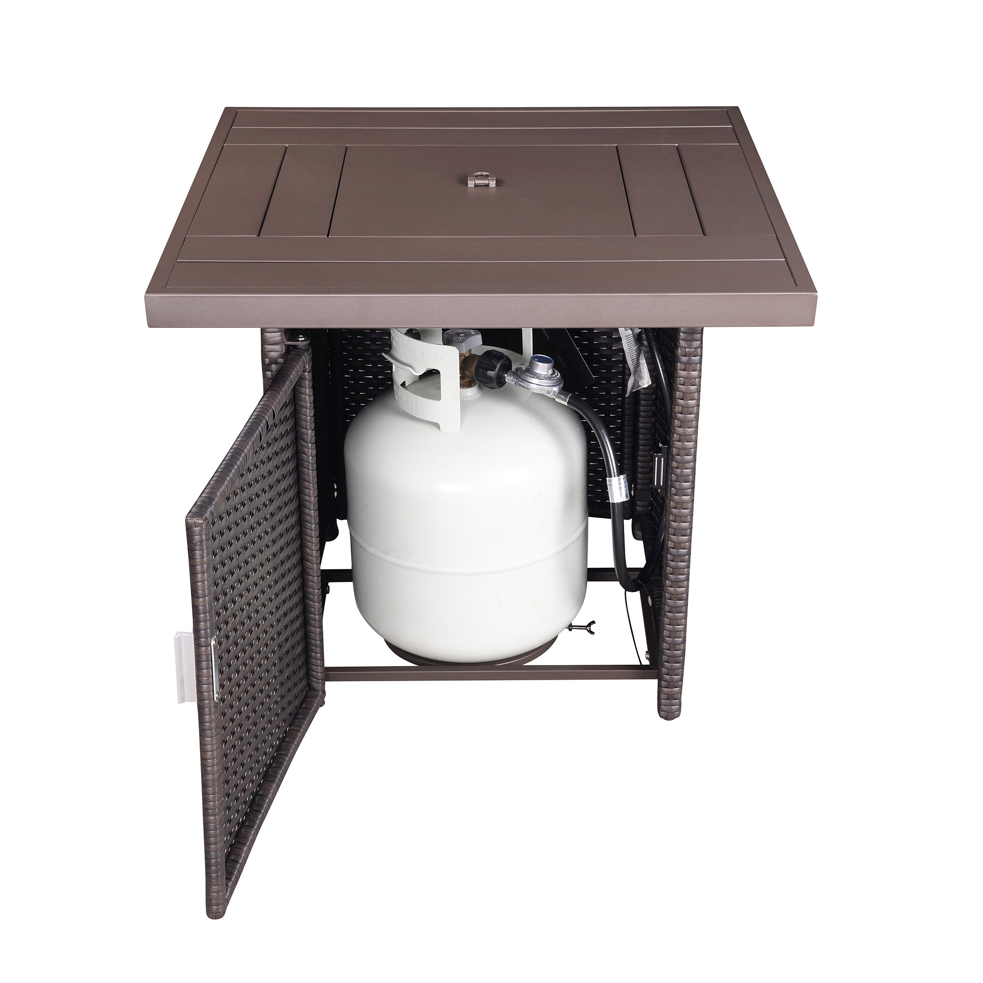 Square Steel Outdoor Fire Pit Table with Lid