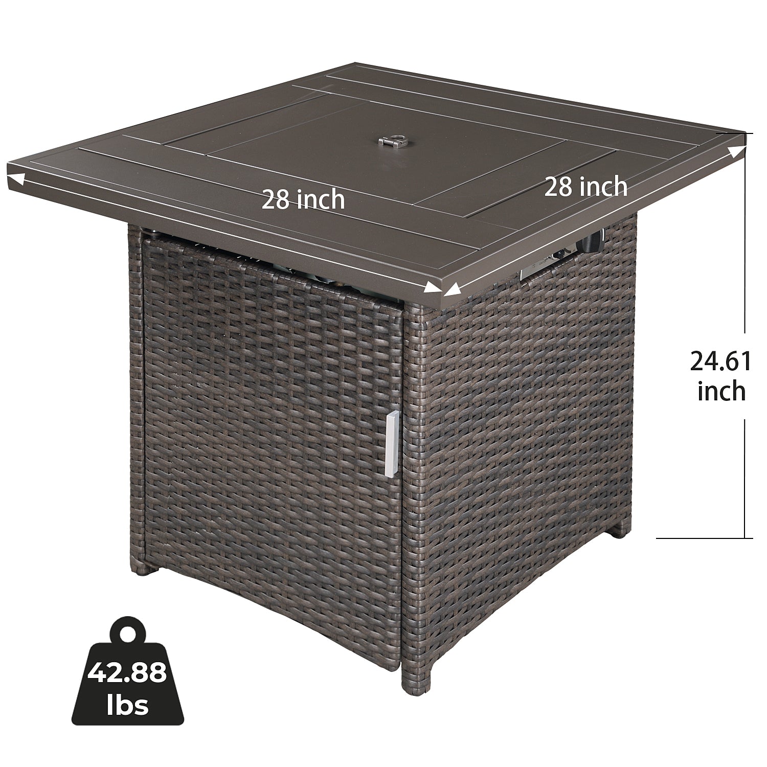 Square Steel Outdoor Fire Pit Table with Lid