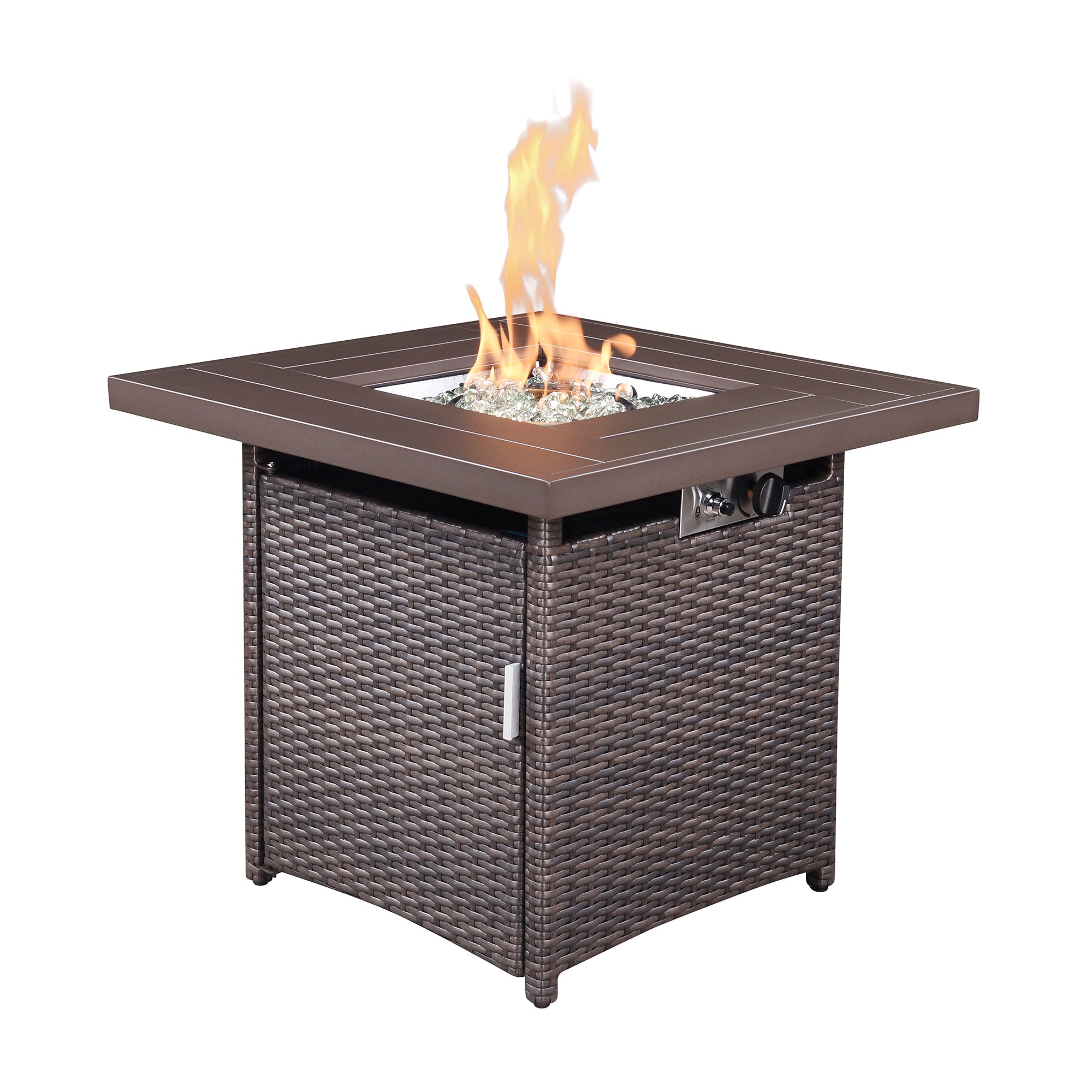 Square Steel Outdoor Fire Pit Table with Lid