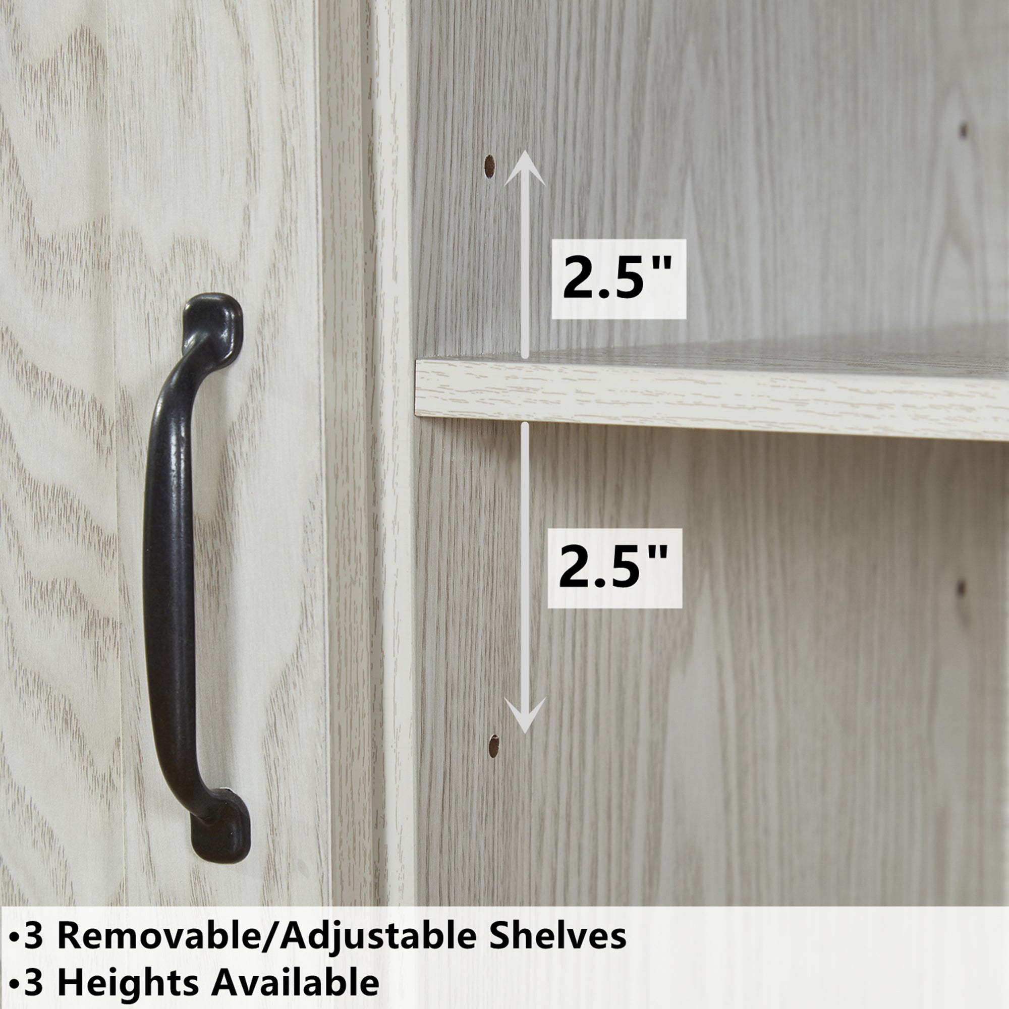 52" Wide Wood 2 Sliding Barn Doors Buffet Sideboard with Exterior Shelves