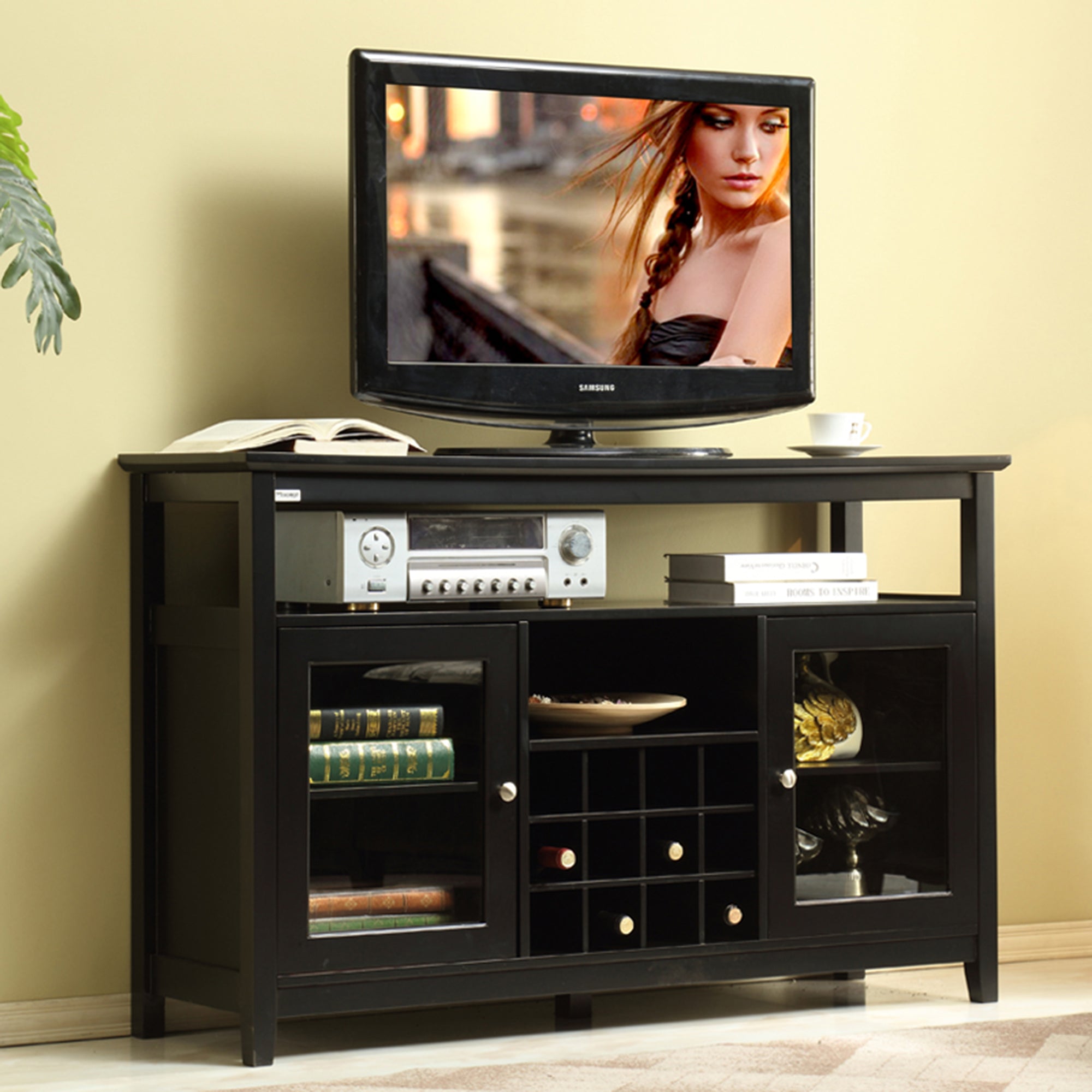 52" Wide Wood 2-door Buffet Cabinet with Exterior Shelves