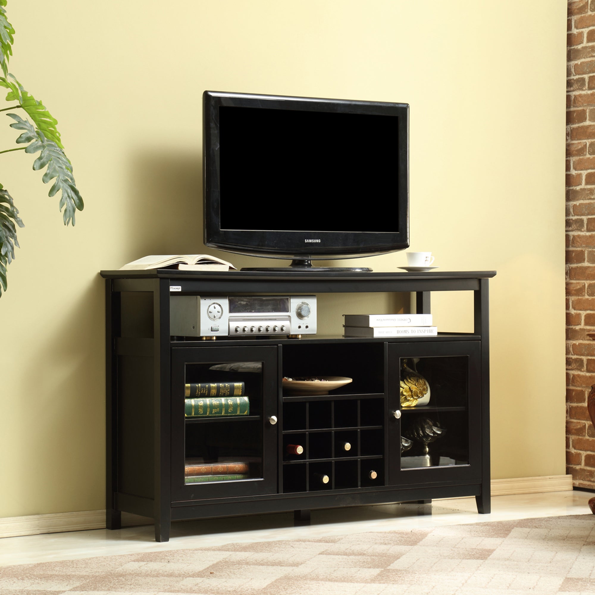 52" Wide Wood 2-door Buffet Cabinet with Exterior Shelves