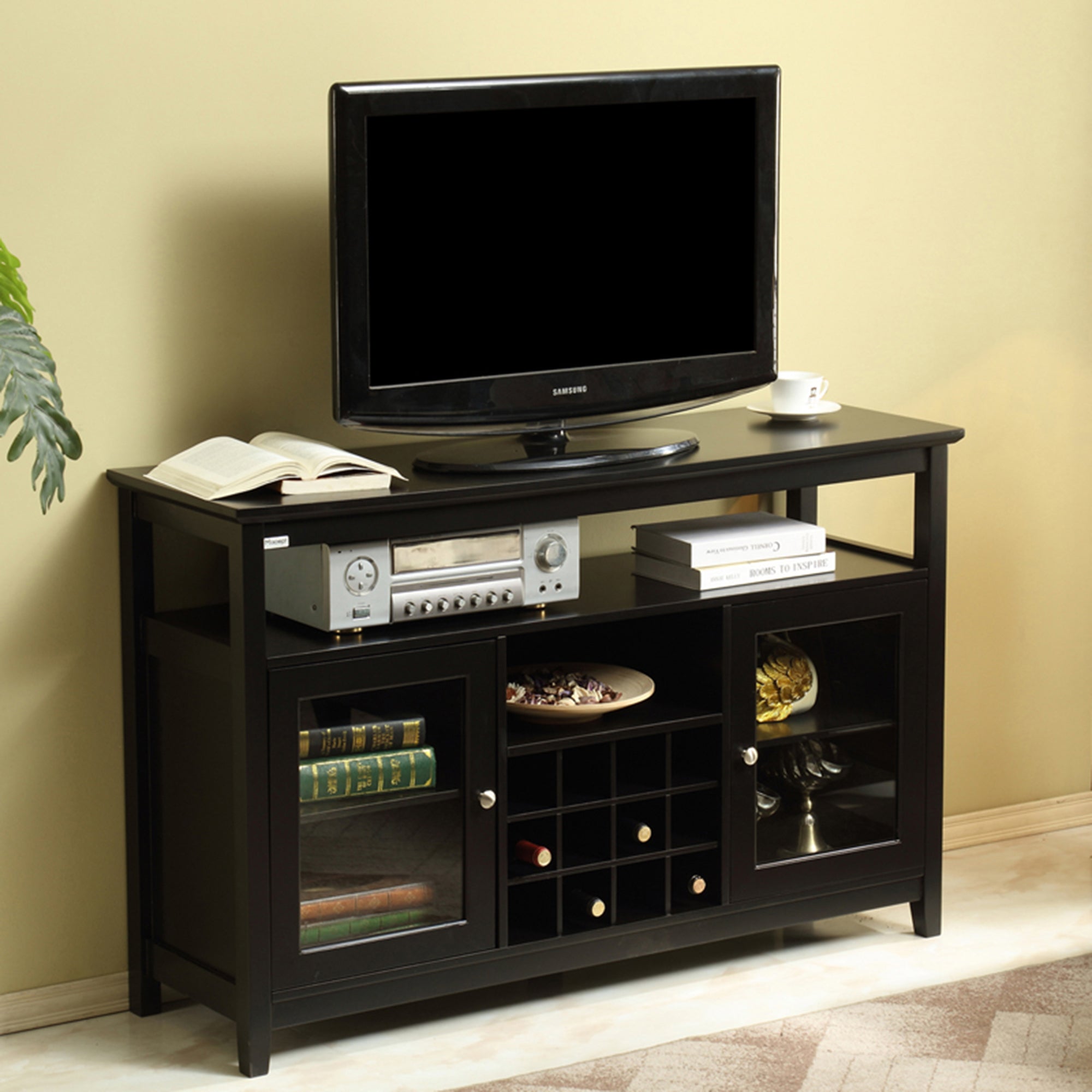 52" Wide Wood 2-door Buffet Cabinet with Exterior Shelves