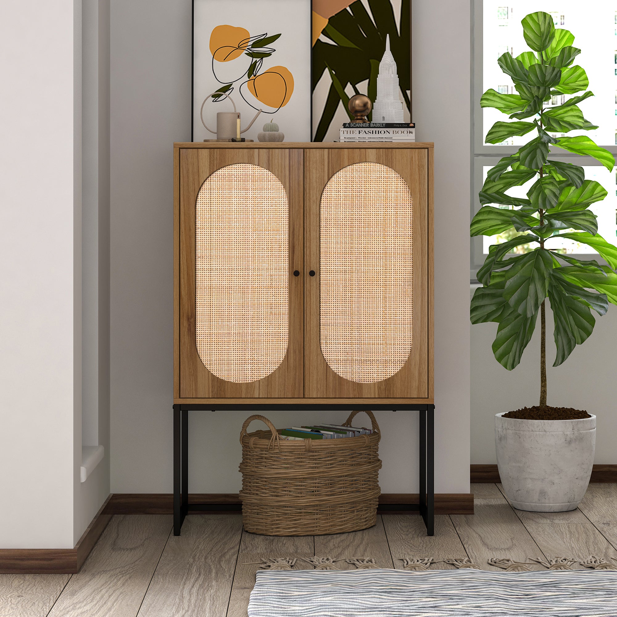 41" Tall  2-door Accent Cabinet with Adjustable Inner Shelves