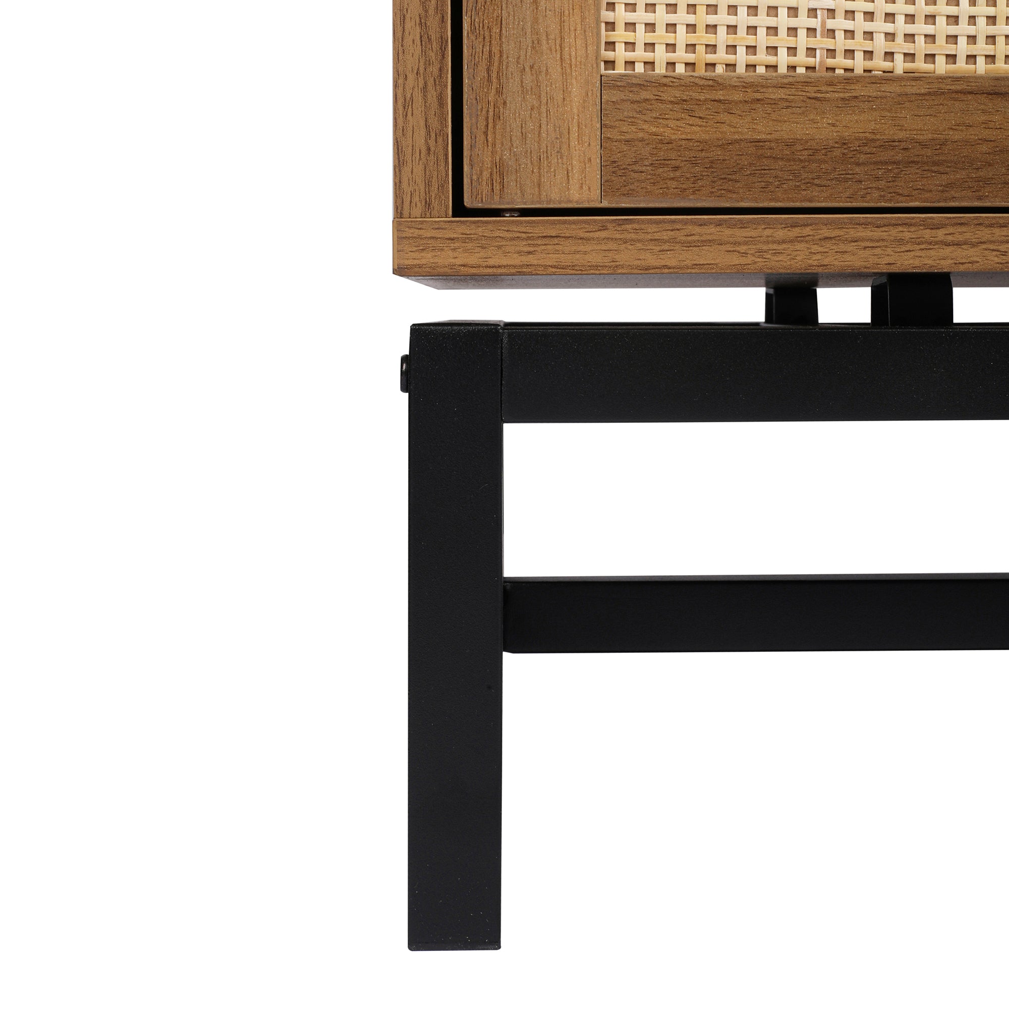 32" Tall Wood 2-door Accent Cabinet with Rattan Door